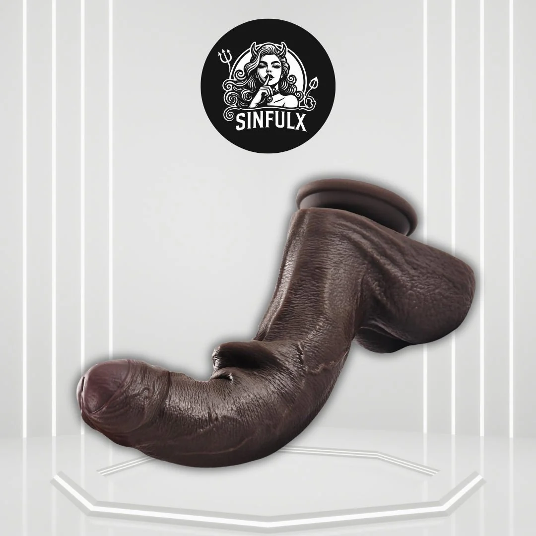 EbonyTitanX 10” Ebony Realistic Dildo Dual Density Suction Cup