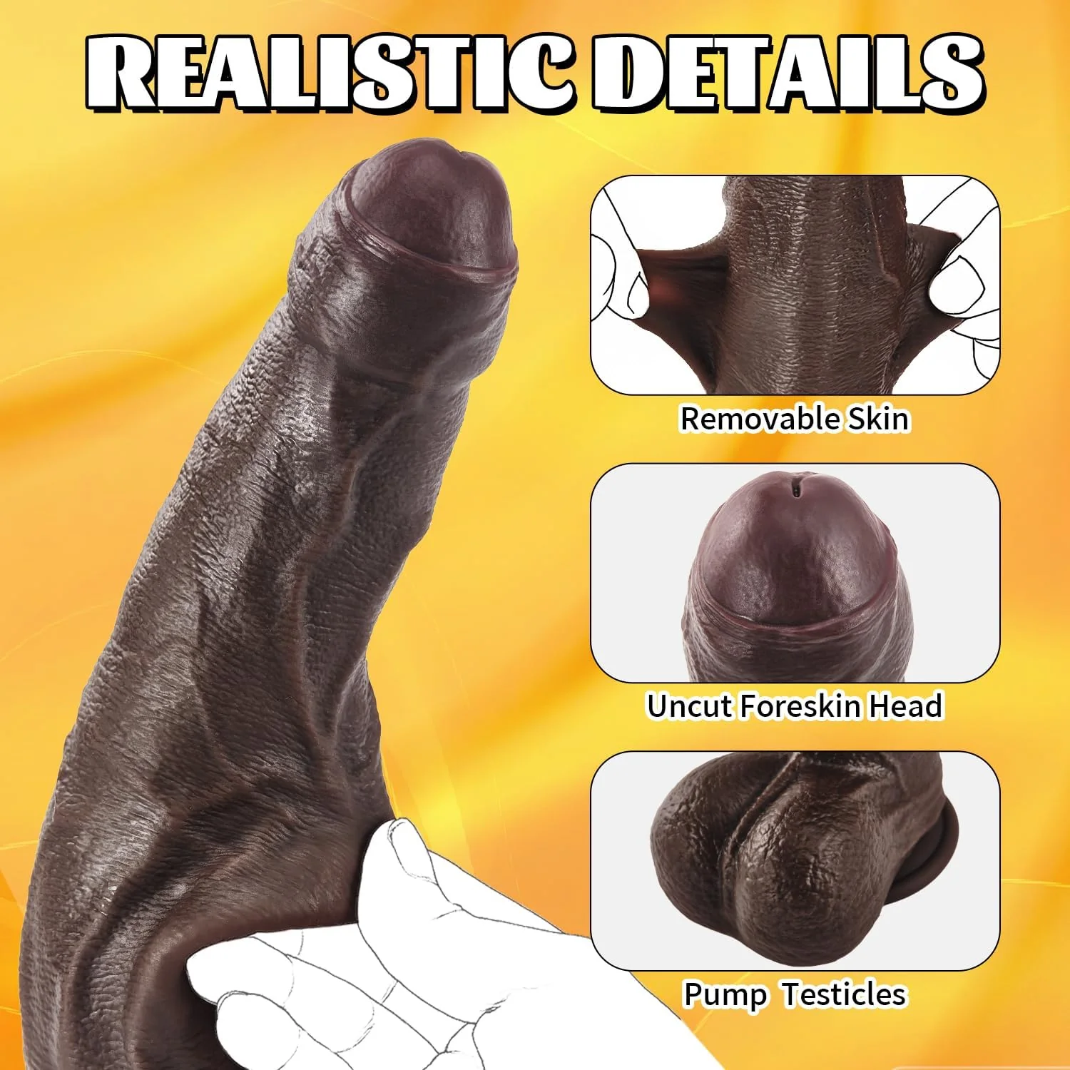 EbonyTitanX 10” Ebony Realistic Dildo Dual Density Suction Cup - Image 3