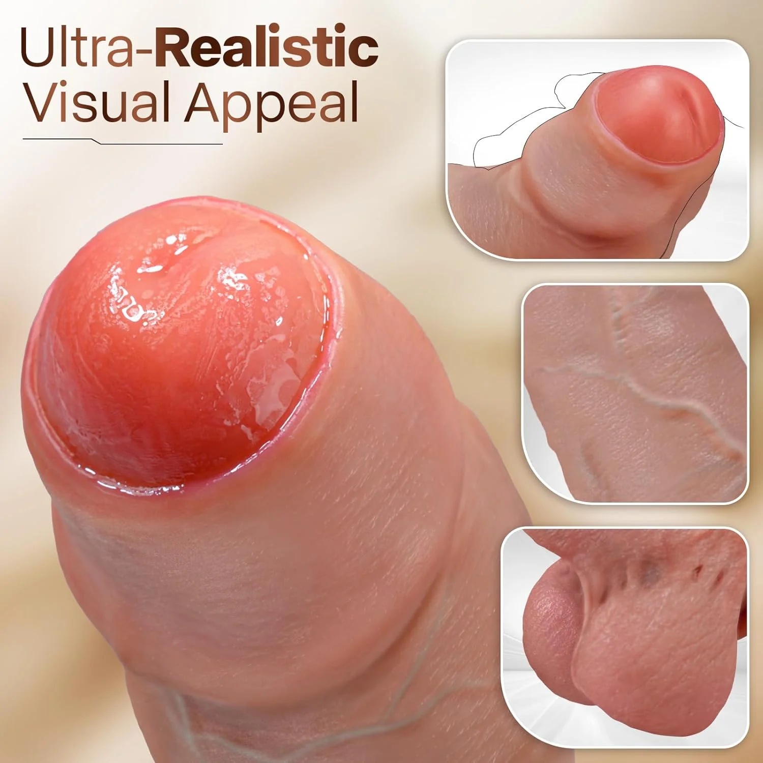 TitanX 11” Realistic Foreskin Dildo Thick Silicone Suction Cup - Image 3