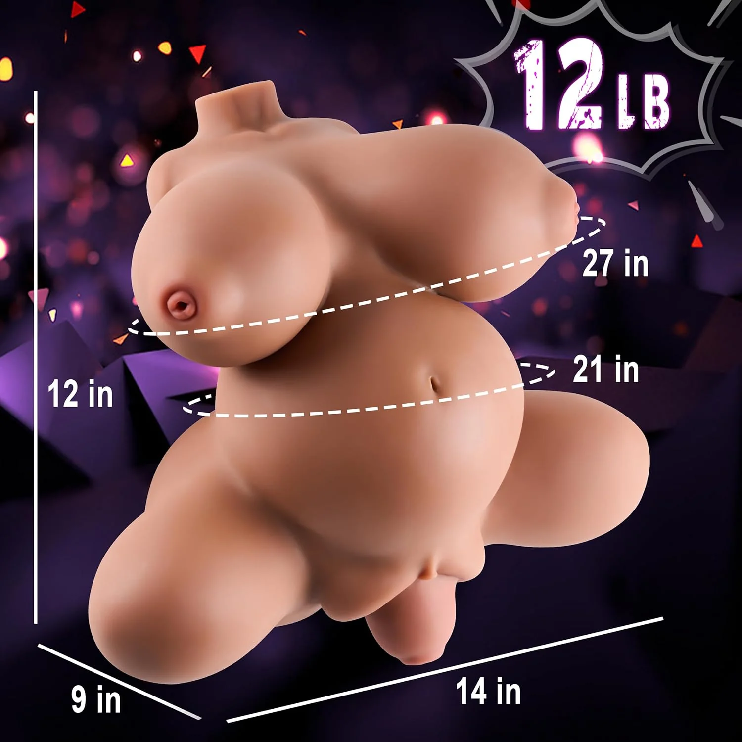 NoctaBelly Brown 4-Hole TPE Prolapse Torso Sex Doll - Image 4