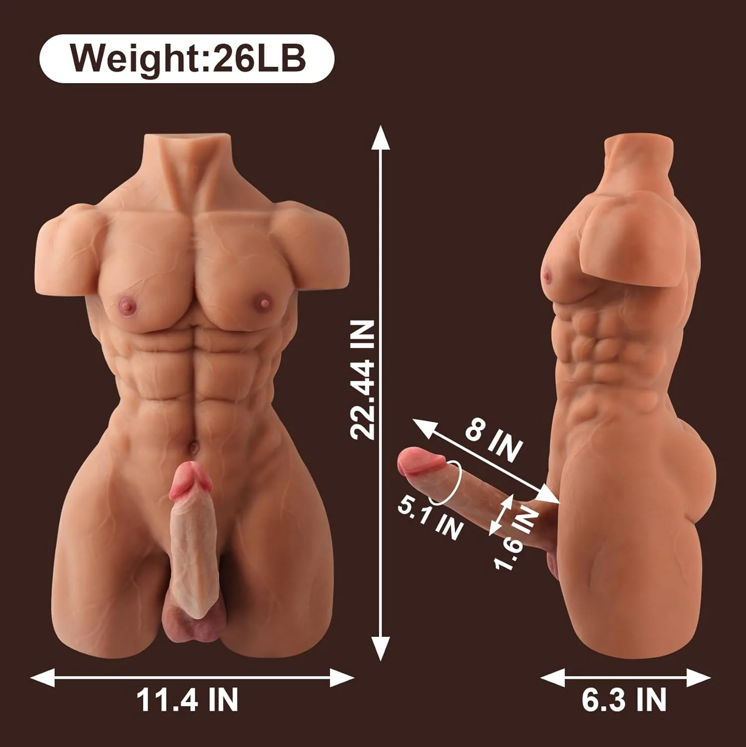 ForgeFlex Male Sex Doll Torso 8in Flexible Dildo 26LB - Image 5
