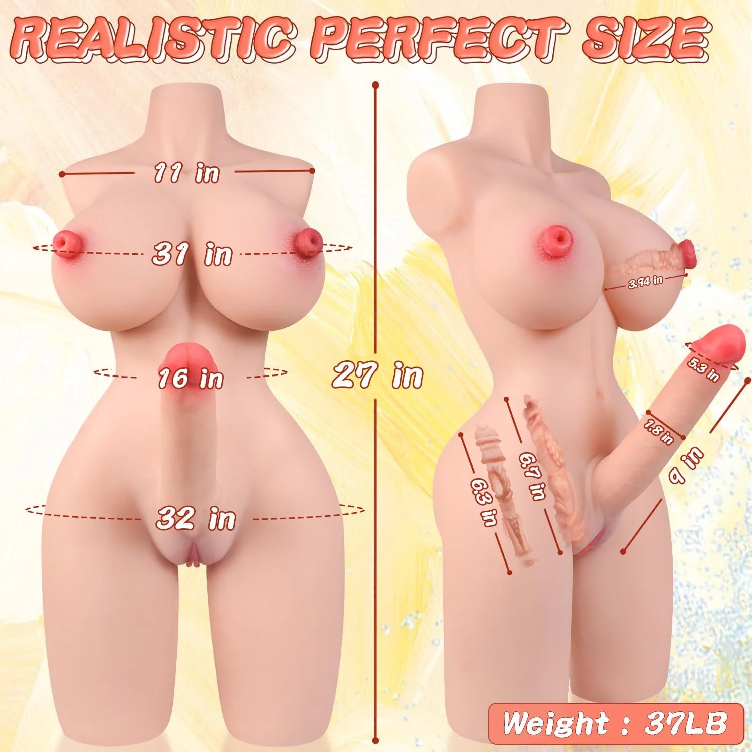 CleoniX 37lb Transgender Sex Doll Torso 5-in-1 TPE - Image 2