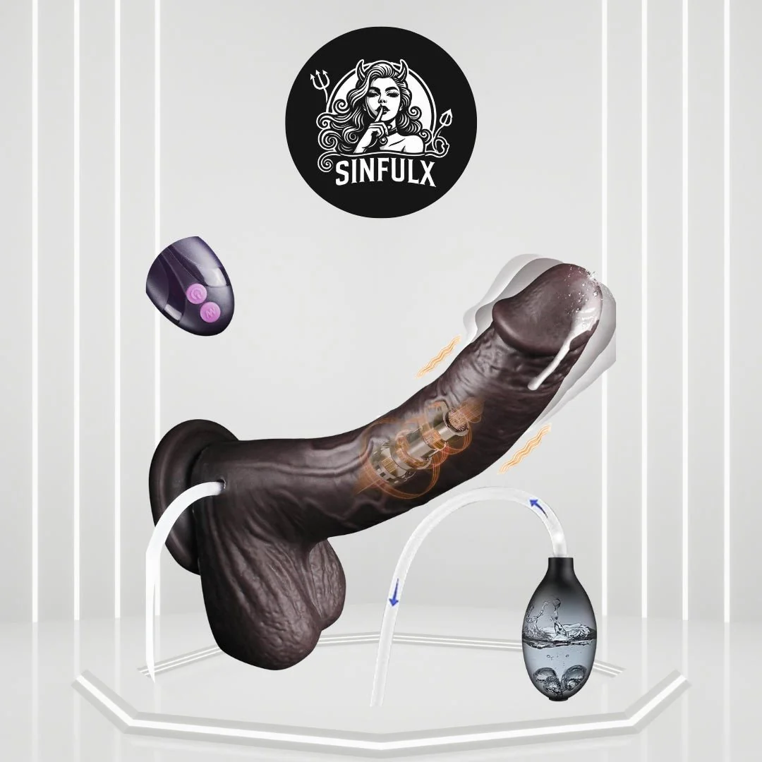 VibeJet 8.4” Squirting Vibrating Dildo 7 Modes Suction