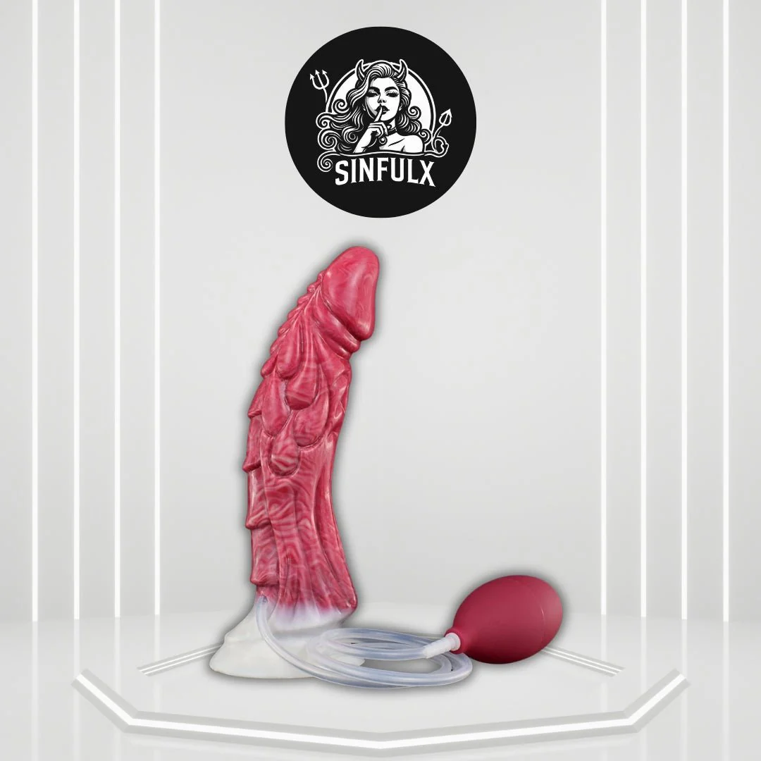 CrimsonJet 9” Squirting Silicone Dildo Suction Cup Waterproof