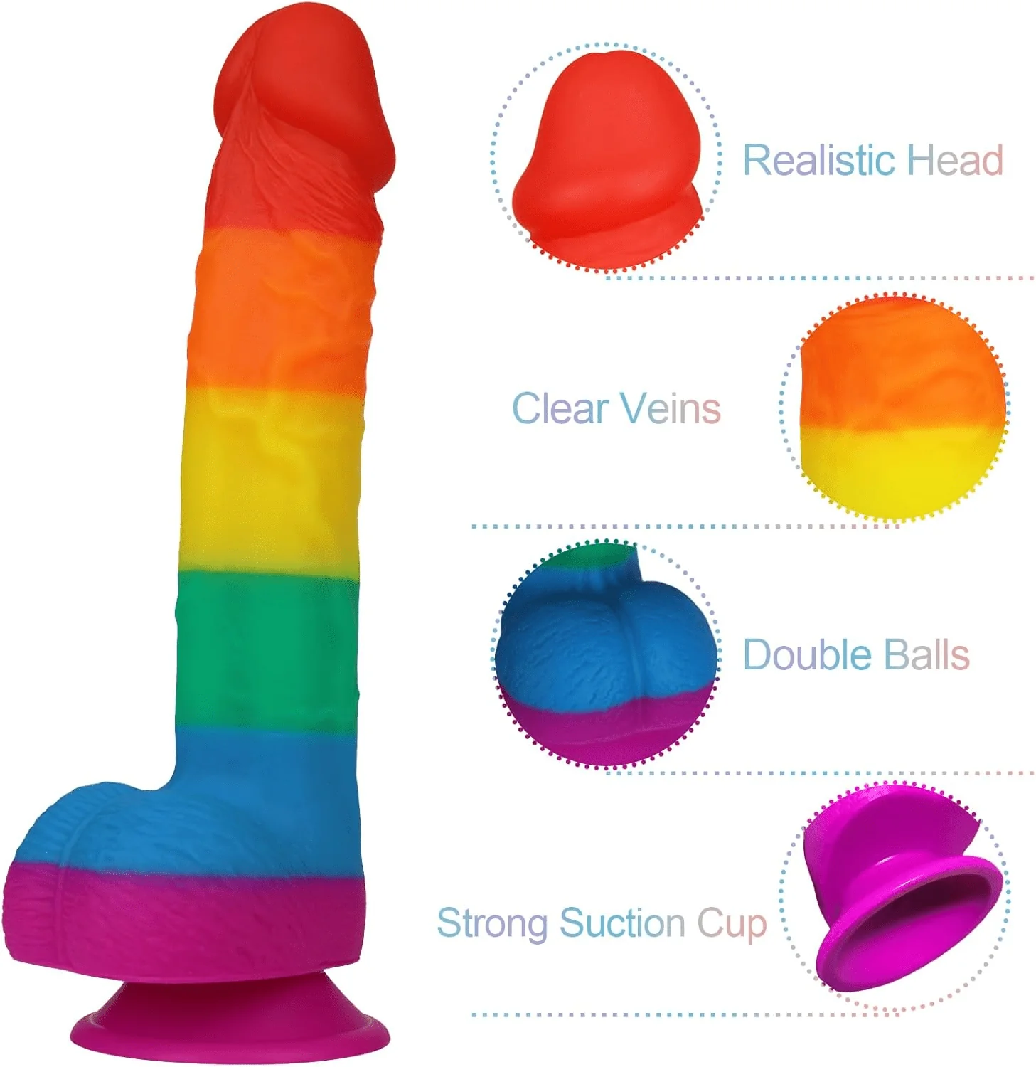 PrismCore 9.3” Rainbow Silicone Dildo Suction Cup G-Spot - Image 3