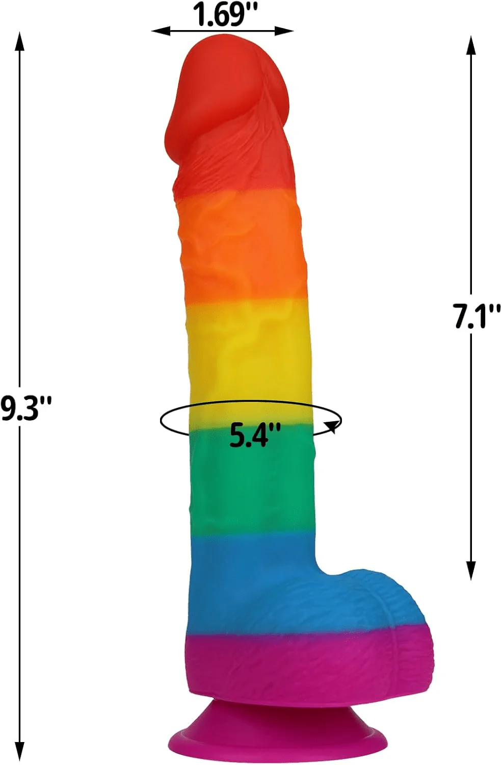 PrismCore 9.3” Rainbow Silicone Dildo Suction Cup G-Spot - Image 4