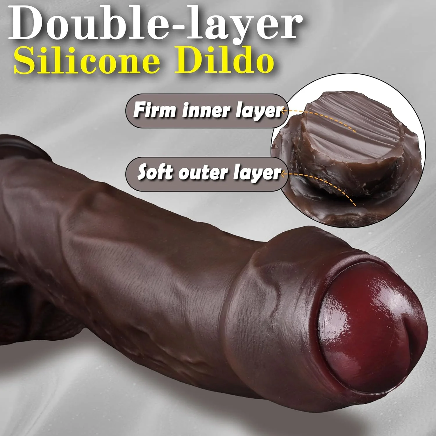 ObsidianCoreX 9.6” Squirting Ebony Dildo Dual Density Suction - Image 4