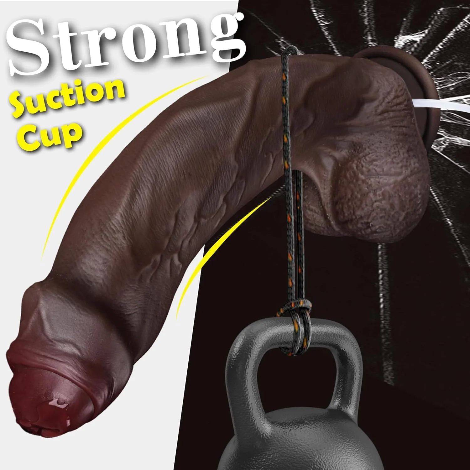 ObsidianCoreX 9.6” Squirting Ebony Dildo Dual Density Suction - Image 7