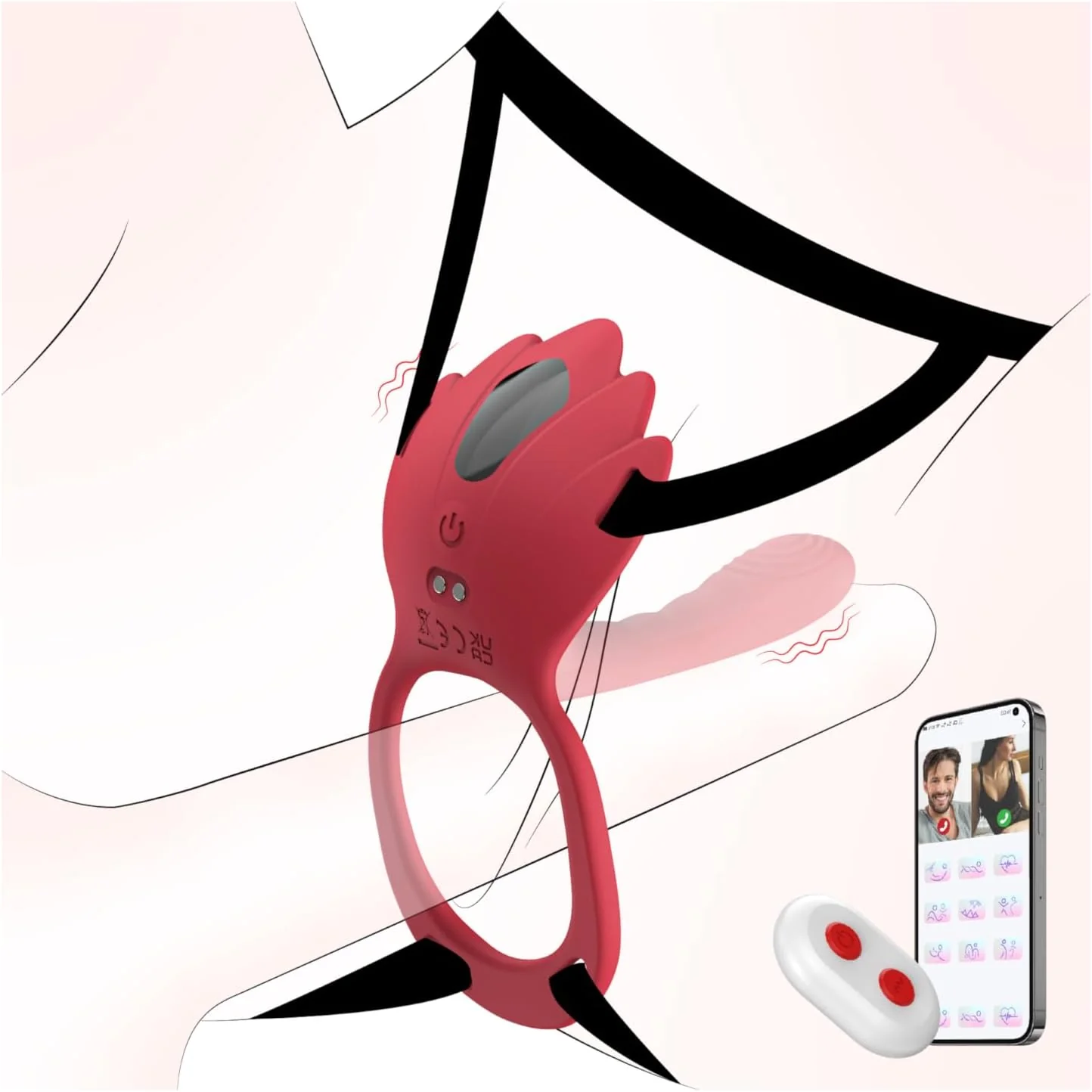 RougeFlex Wearable Cock Ring Clit Stimulator App 9 Modes - Image 2