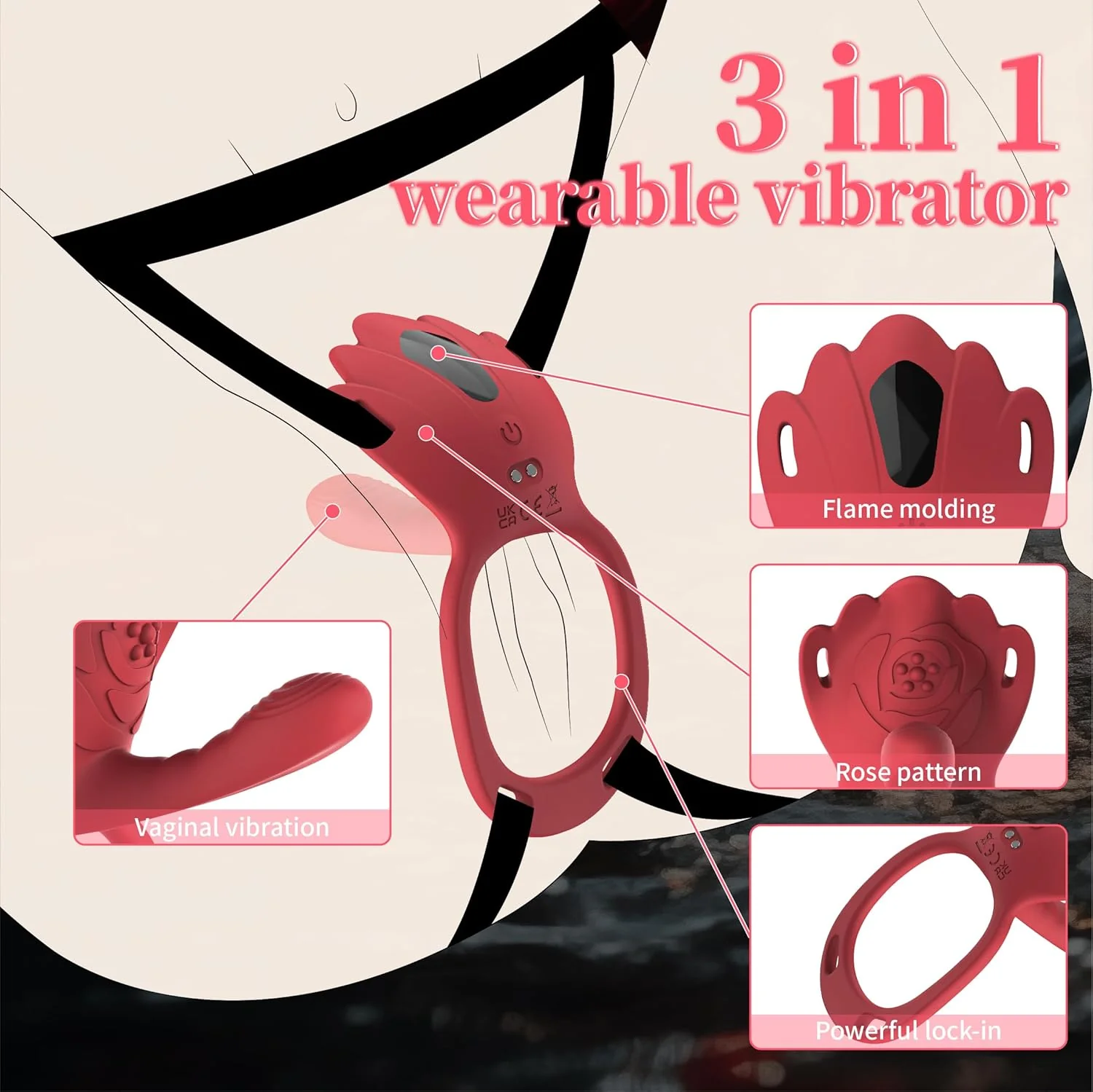 RougeFlex Wearable Cock Ring Clit Stimulator App 9 Modes - Image 3