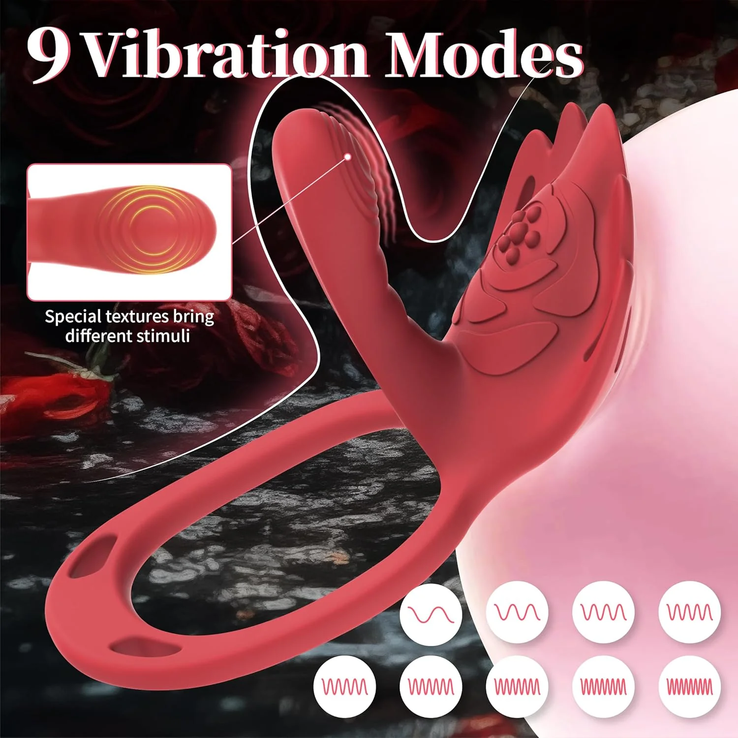 RougeFlex Wearable Cock Ring Clit Stimulator App 9 Modes - Image 6