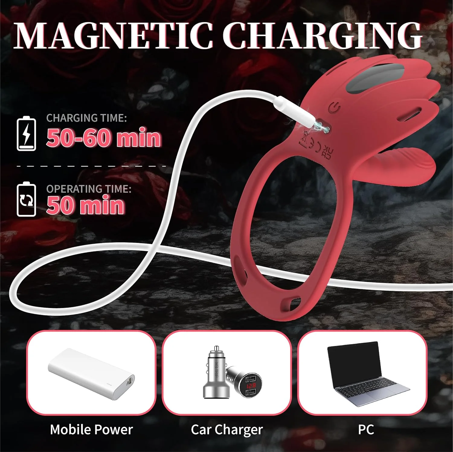 RougeFlex Wearable Cock Ring Clit Stimulator App 9 Modes - Image 8