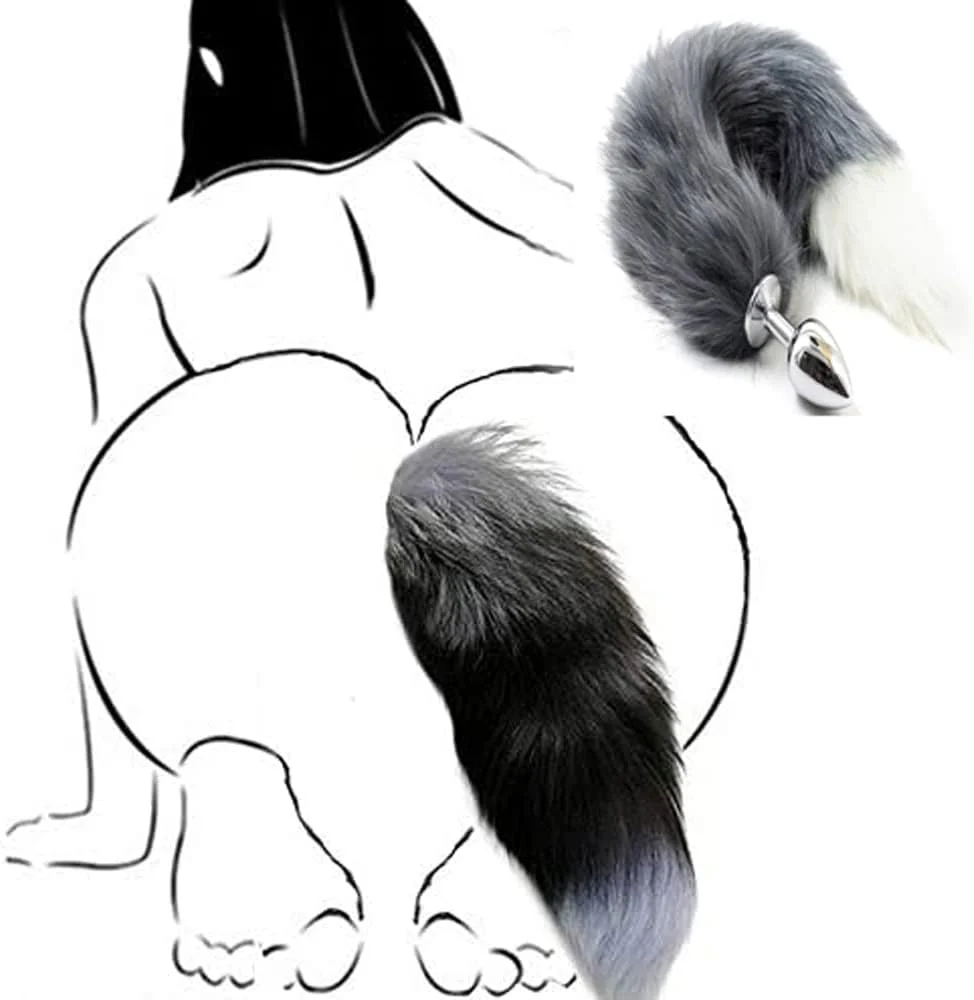SilverFrost Small Steel Tail Butt Plug Gray White - Image 8