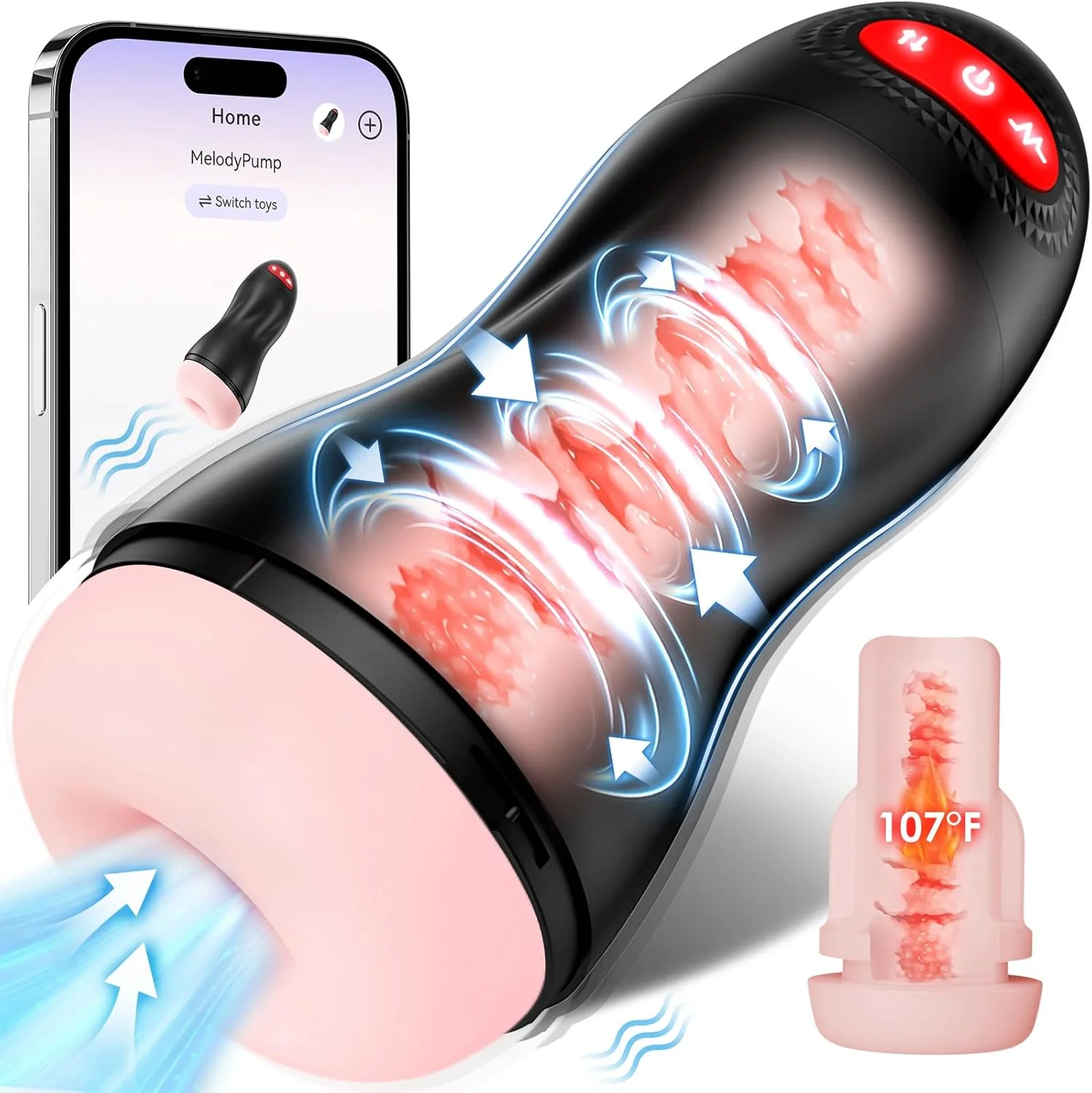 StormHeat APP Heating Male Masturbator Suction Pump 10 Vibration 9 Suction