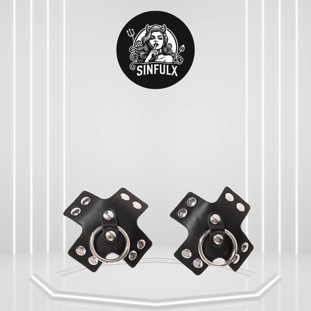 Black Leather BDSM Nipple Pasties
