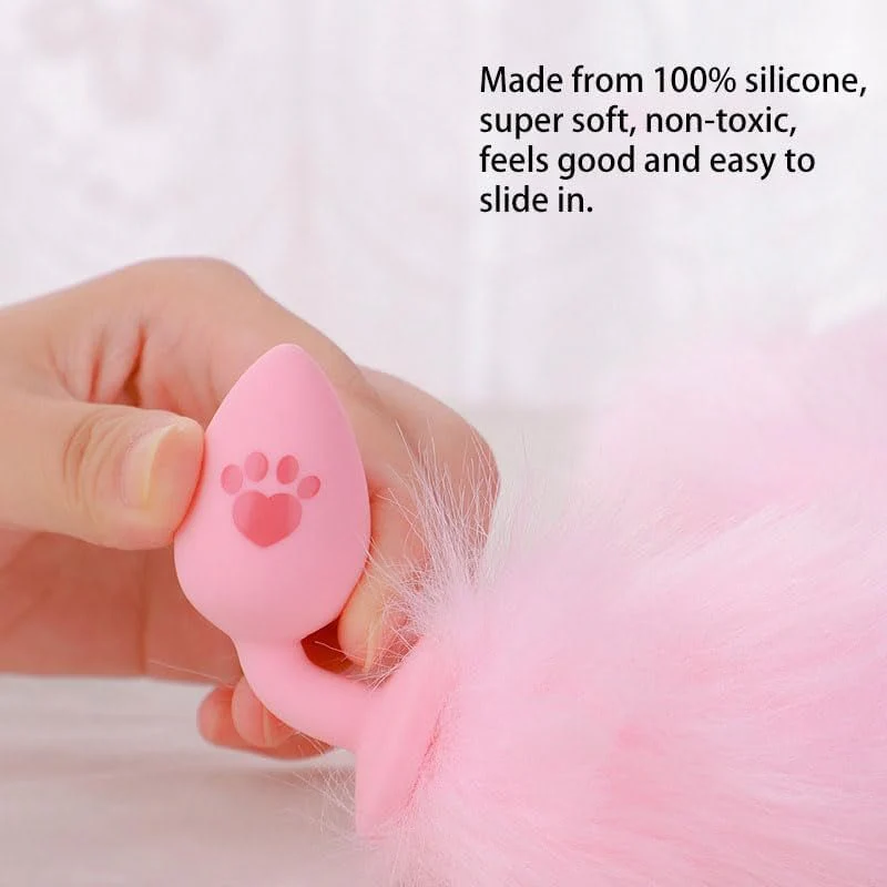 BlushBunny Pink Bunny Tail Silicone Butt Plug - Image 4