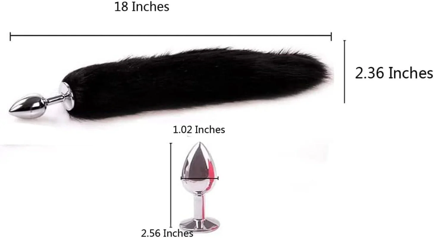 ObsidianTail Black Fox Tail Steel Butt Plug 18" - Image 2