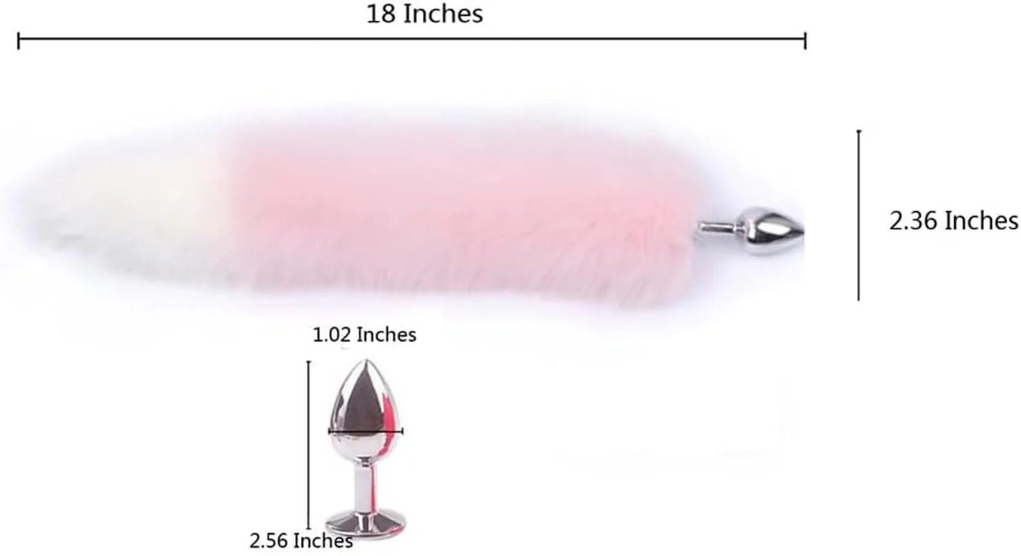 BlushFur Pink White Fox Tail Steel Butt Plug 18" - Image 3