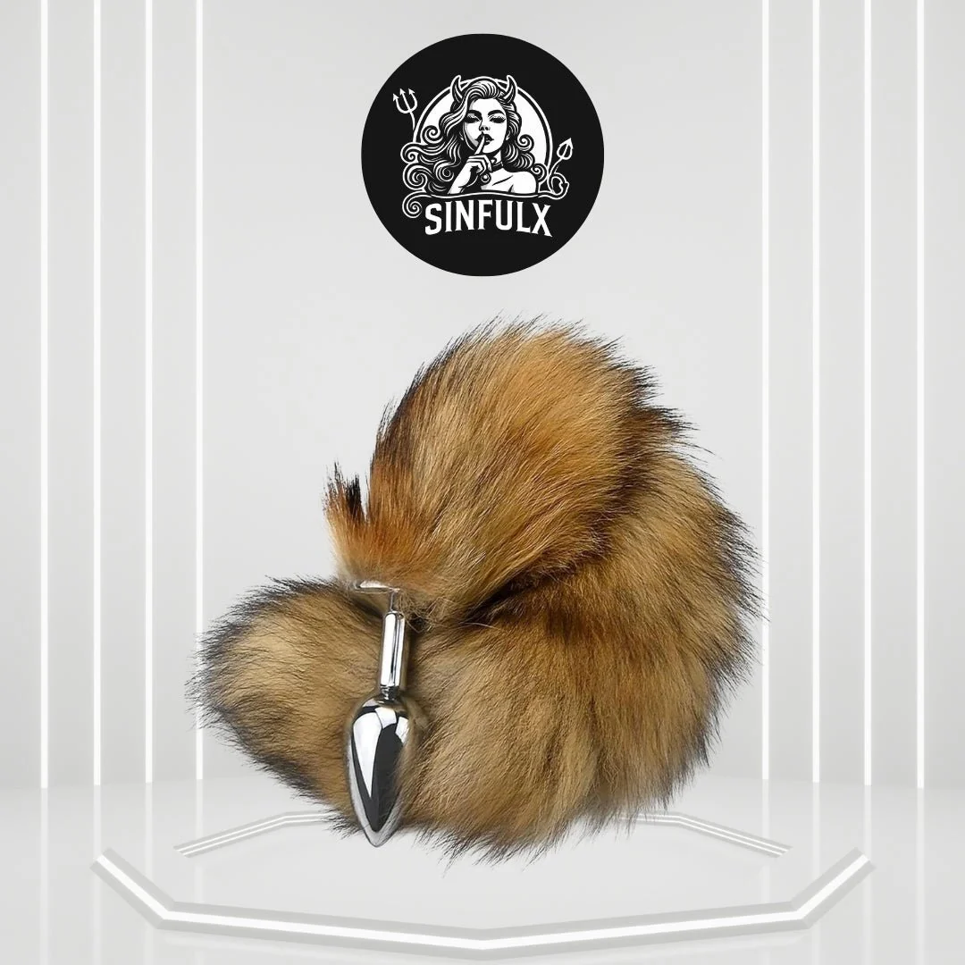 BronzeFur Brown Fox Tail Steel Butt Plug Cosplay