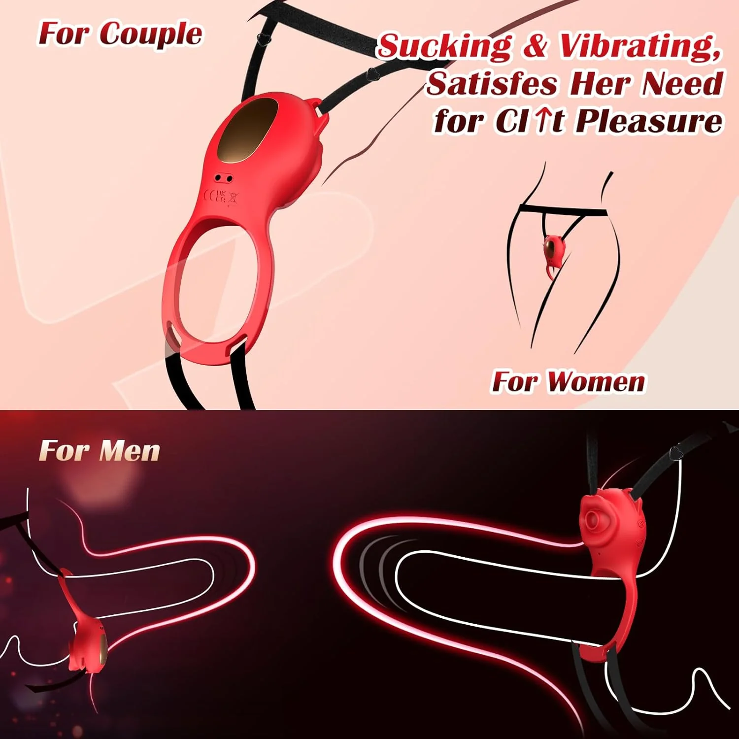 AeroPetal Clit Sucker Cock Ring App Remote 7 Modes Wearable - Image 2