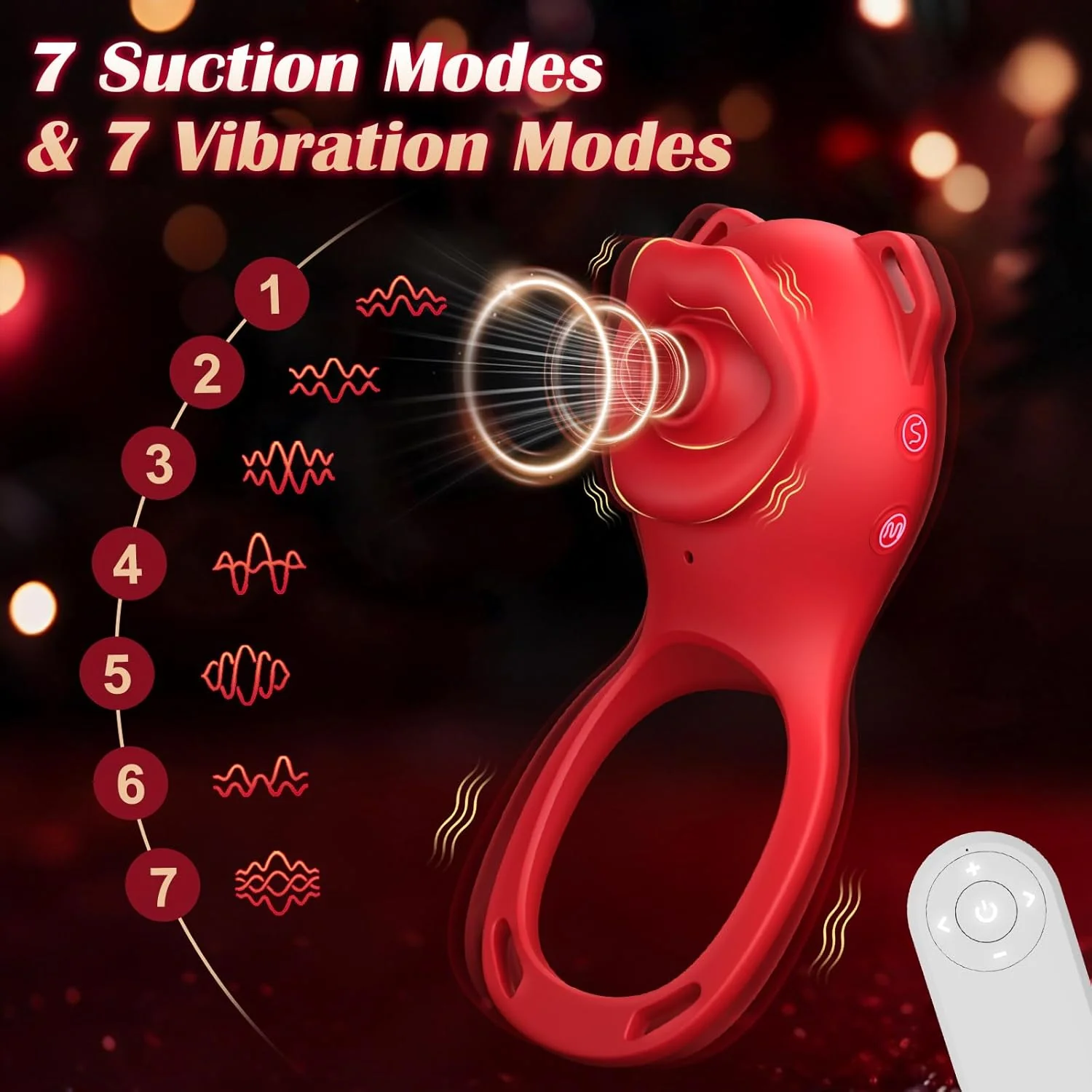 AeroPetal Clit Sucker Cock Ring App Remote 7 Modes Wearable - Image 3