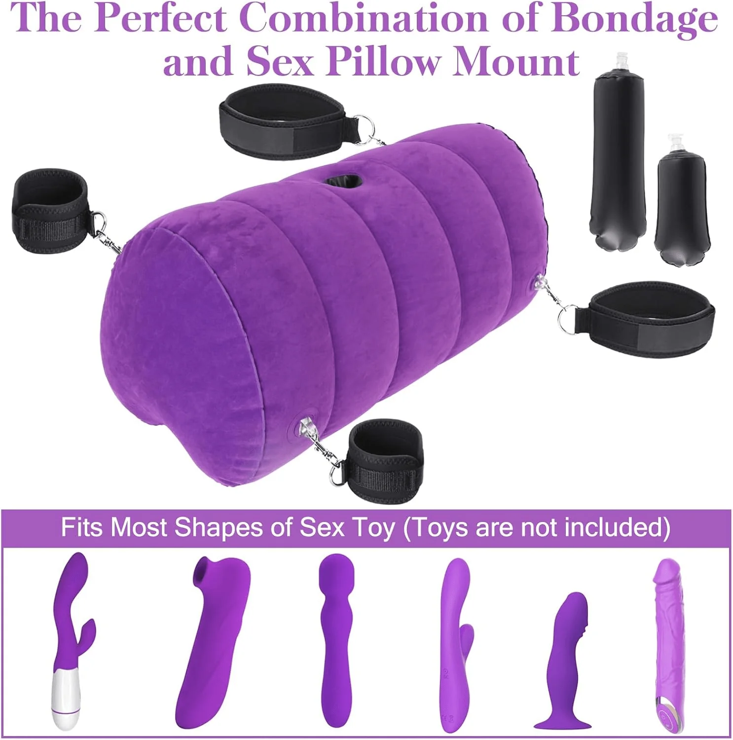 HeartLock Inflatable Dildo Mount Pillow with Cuffs Set - Image 2