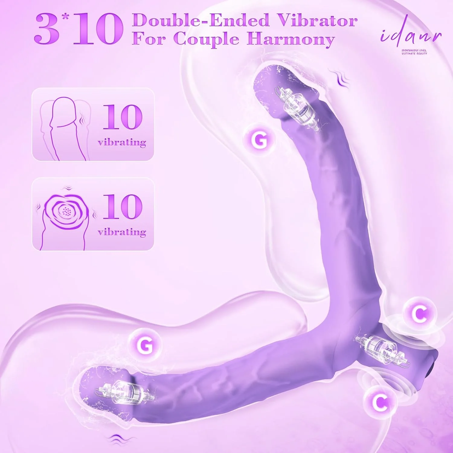 RoseFlex 15.75” Double-Ended Vibrating Dildo 10 Modes - Image 3
