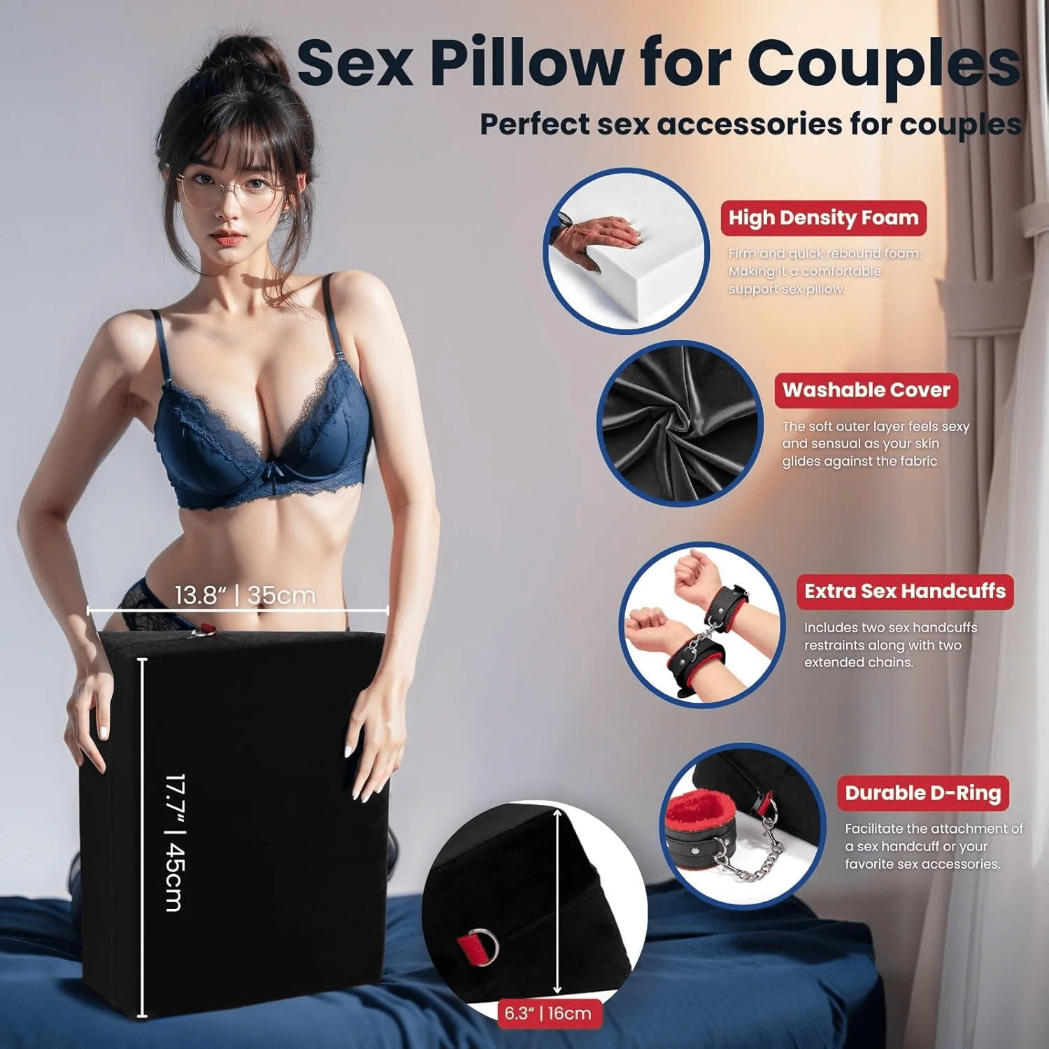 ElevateBond 30° Foam Positioning Sex Pillow with Handcuffs - Image 2