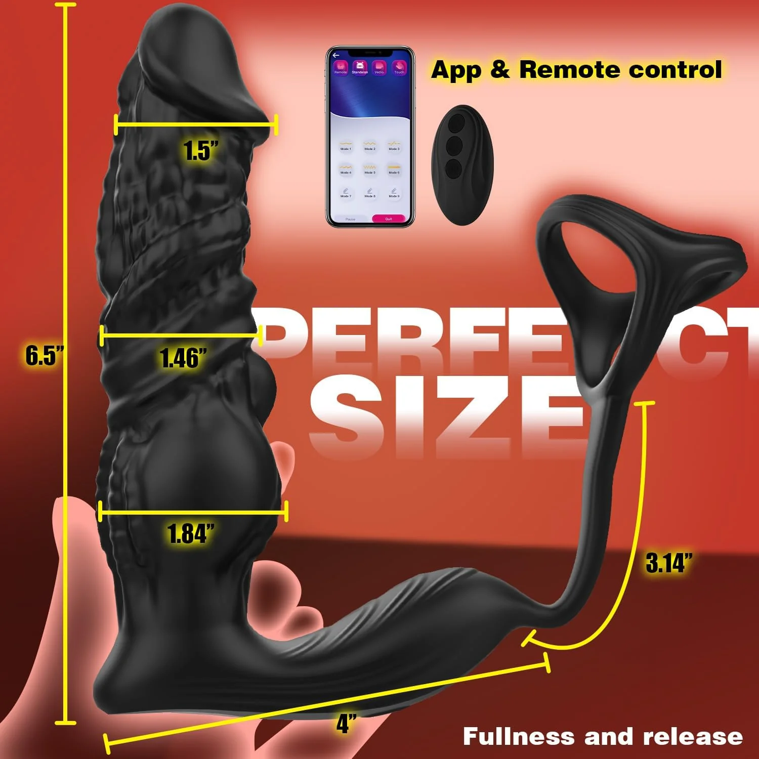 HyperThrust Thrusting Prostate Massager Cock Ring 9 Modes App Remote - Image 2
