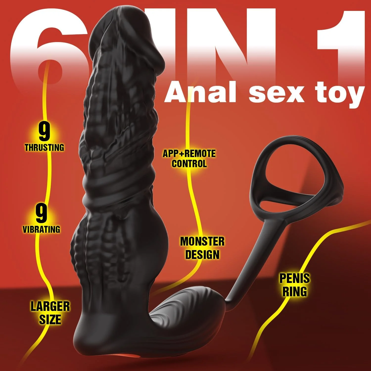 HyperThrust Thrusting Prostate Massager Cock Ring 9 Modes App Remote - Image 3