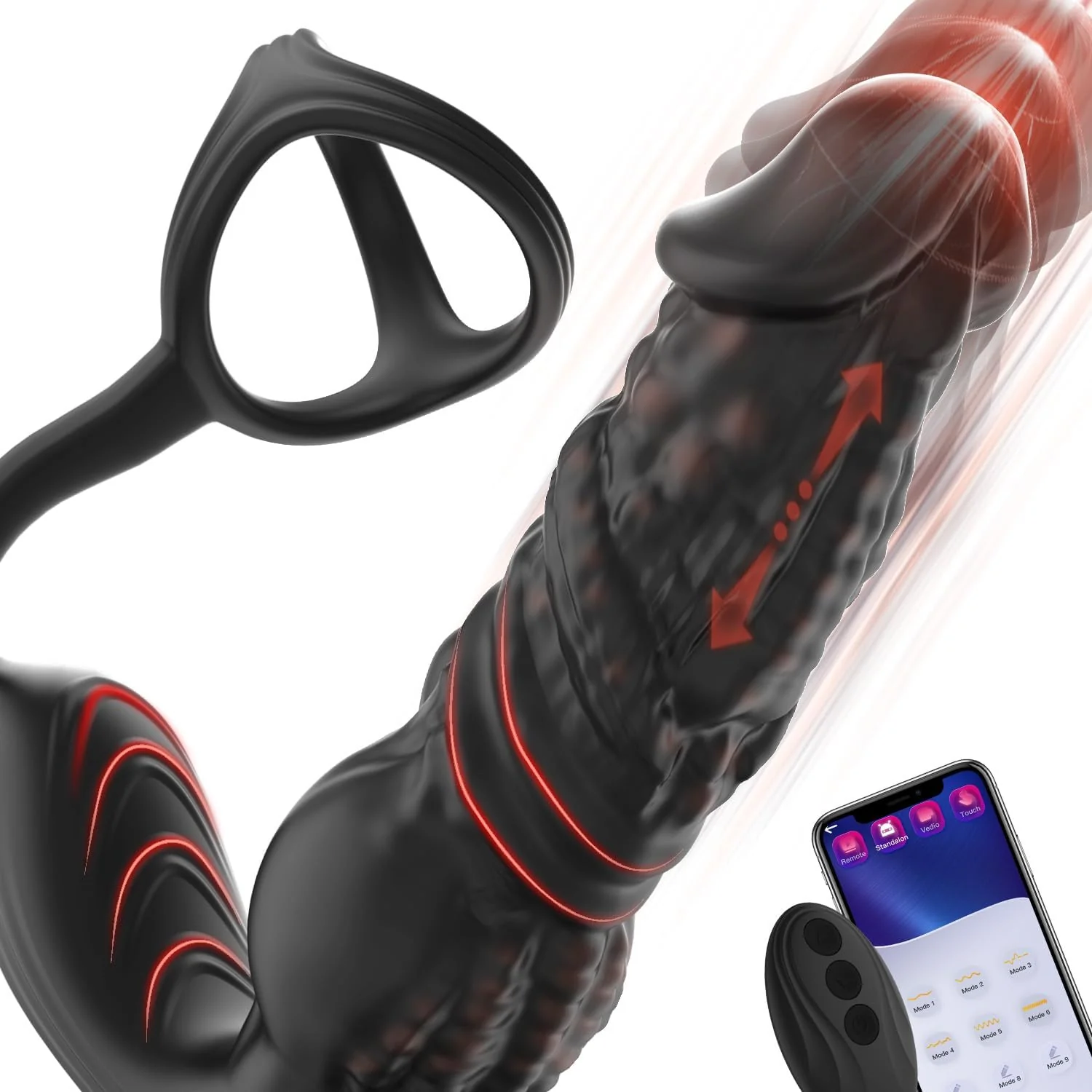 HyperThrust Thrusting Prostate Massager Cock Ring 9 Modes App Remote - Image 7