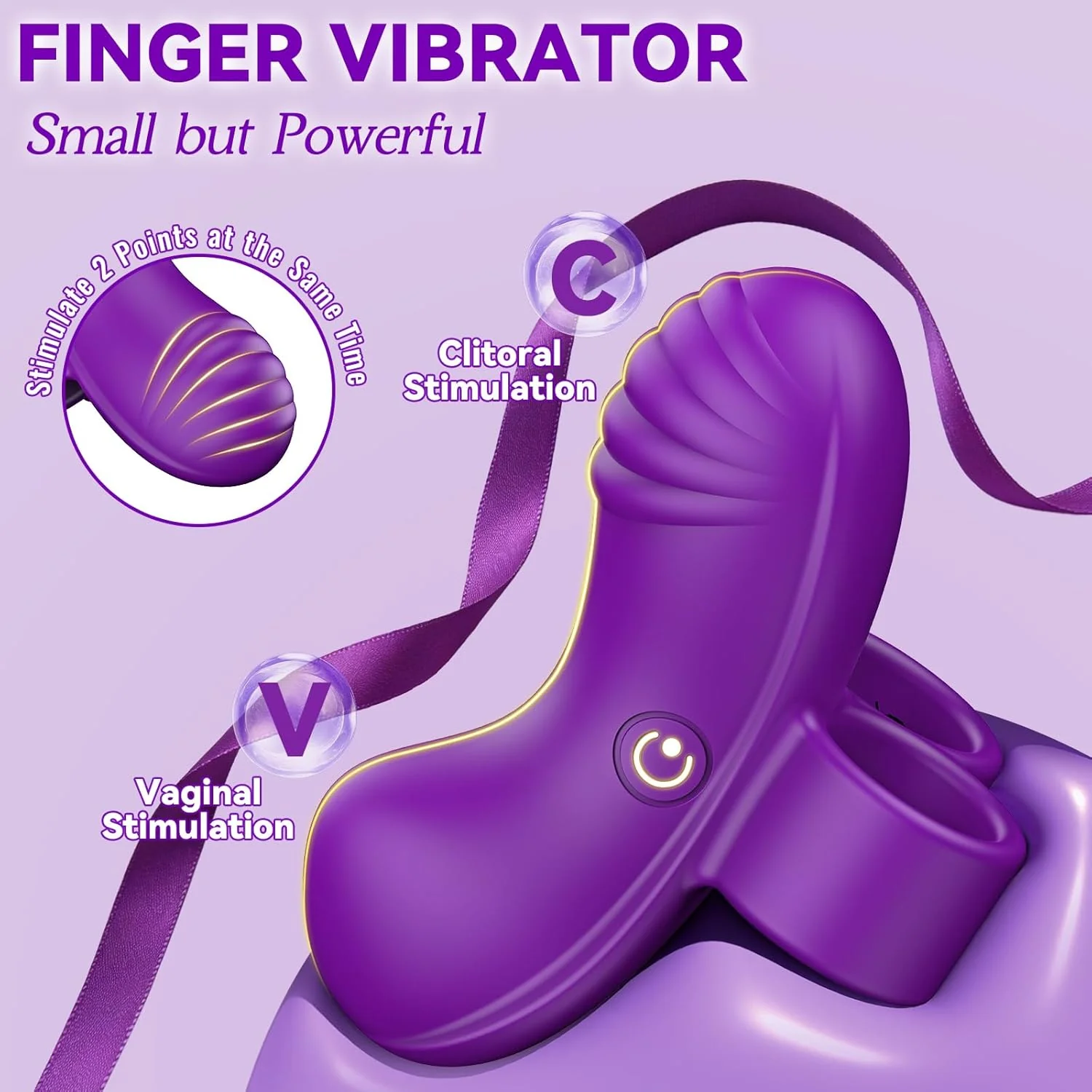 VioraX Finger Vibrator 10 Modes Waterproof Mini Purple - Image 2