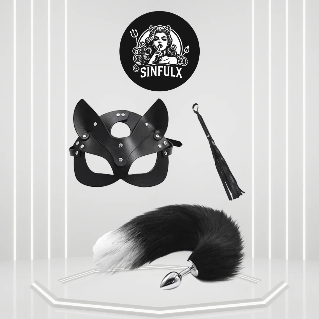 FeralFox Fox Tail Plug Mask Whip BDSM Set
