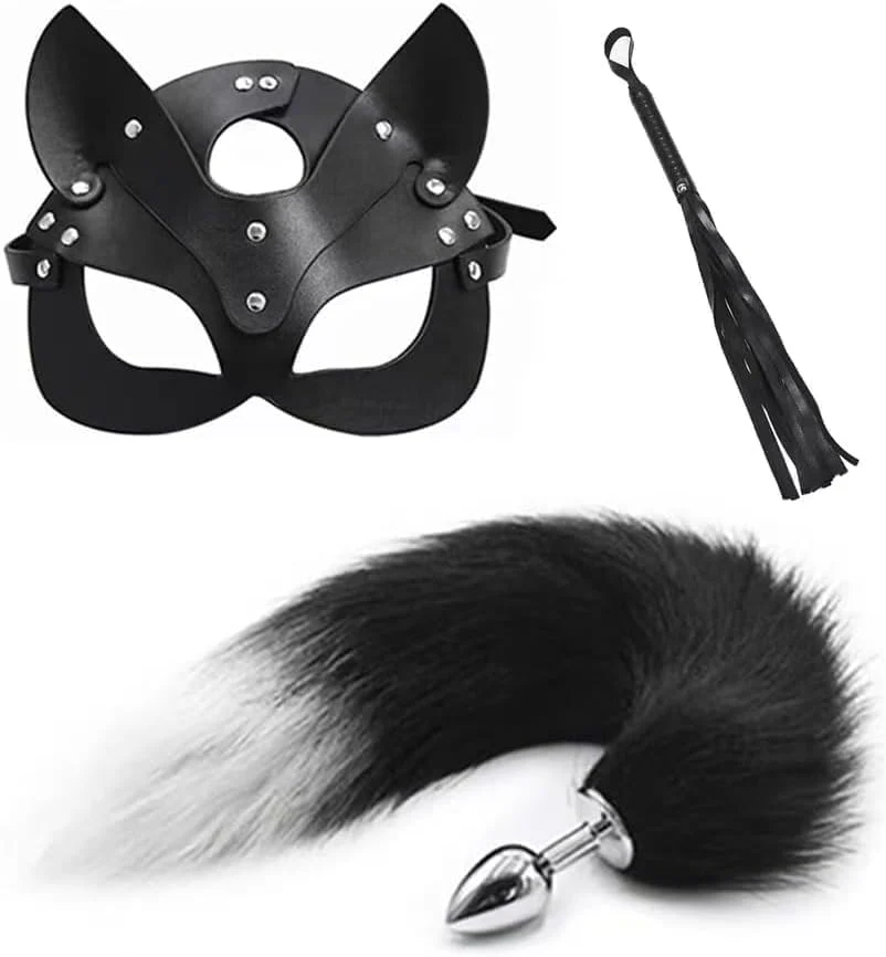 FeralFox Fox Tail Plug Mask Whip BDSM Set - Image 3