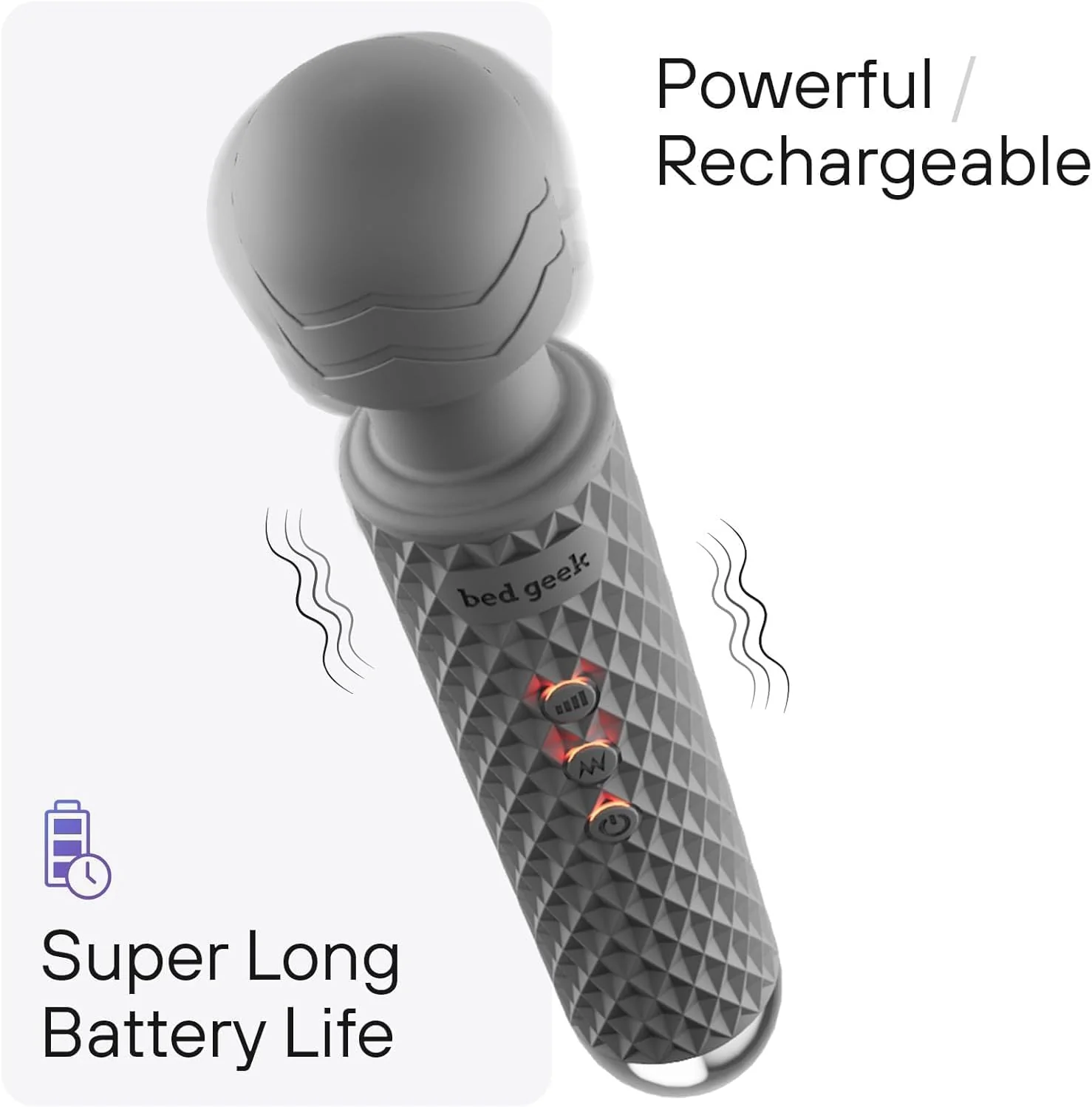 PrismWave Wand Vibrator 20 Patterns 8 Speeds Rechargeable - Image 3