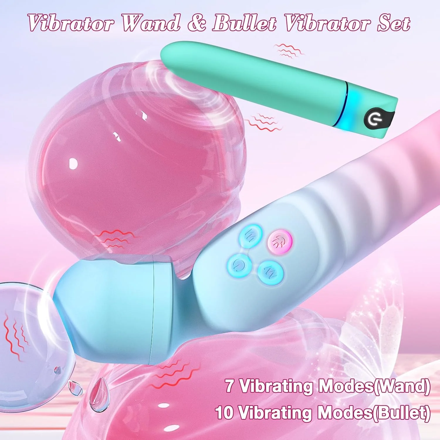 HeatTremor Clitoral Stimulator Wand & Bullet Vibrator Set - Image 2