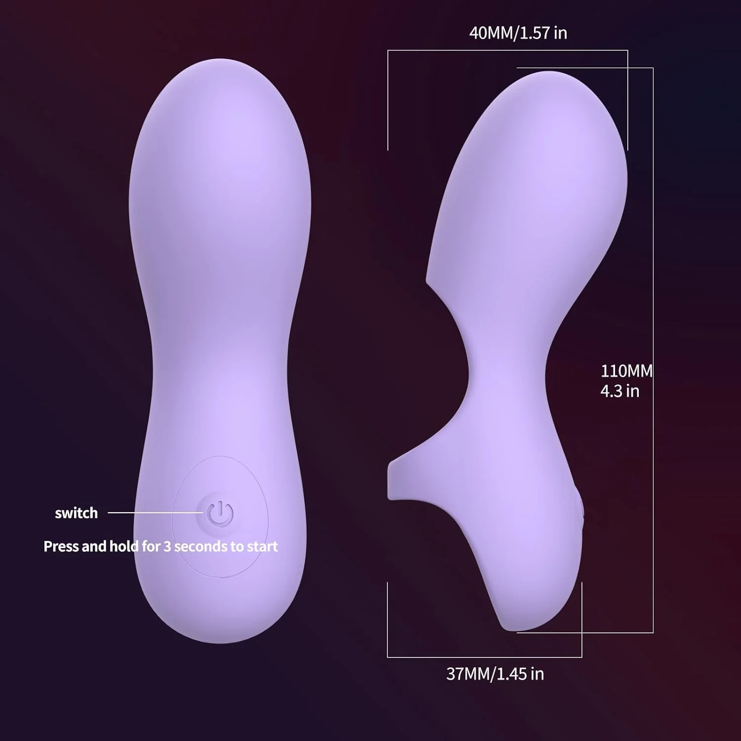 VeloraCurve Finger Vibrator 10 Modes Waterproof Quiet Purple - Image 7
