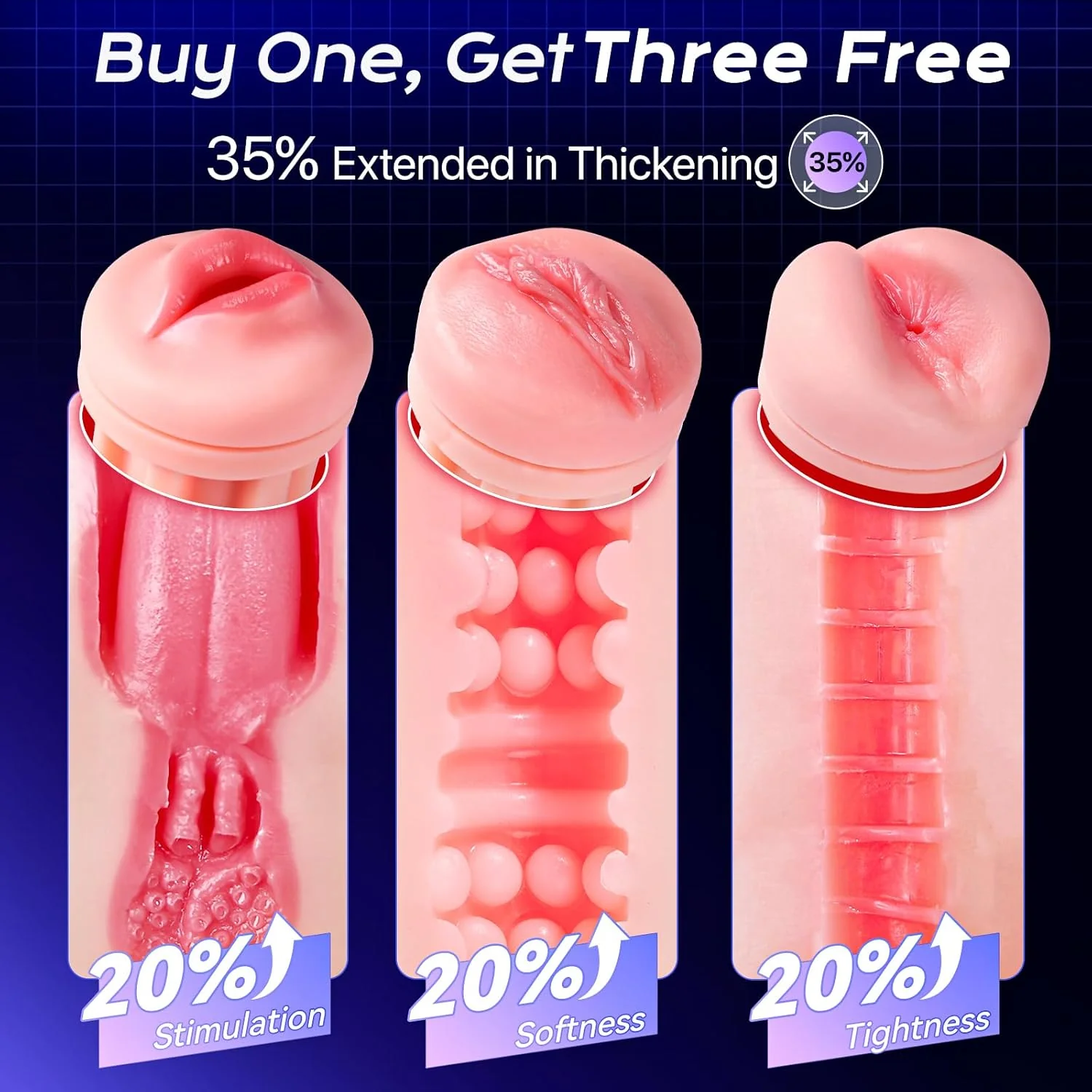 LumiSync AI Sync Pocket Pussy 3 Sleeves App Control Stroker - Image 2