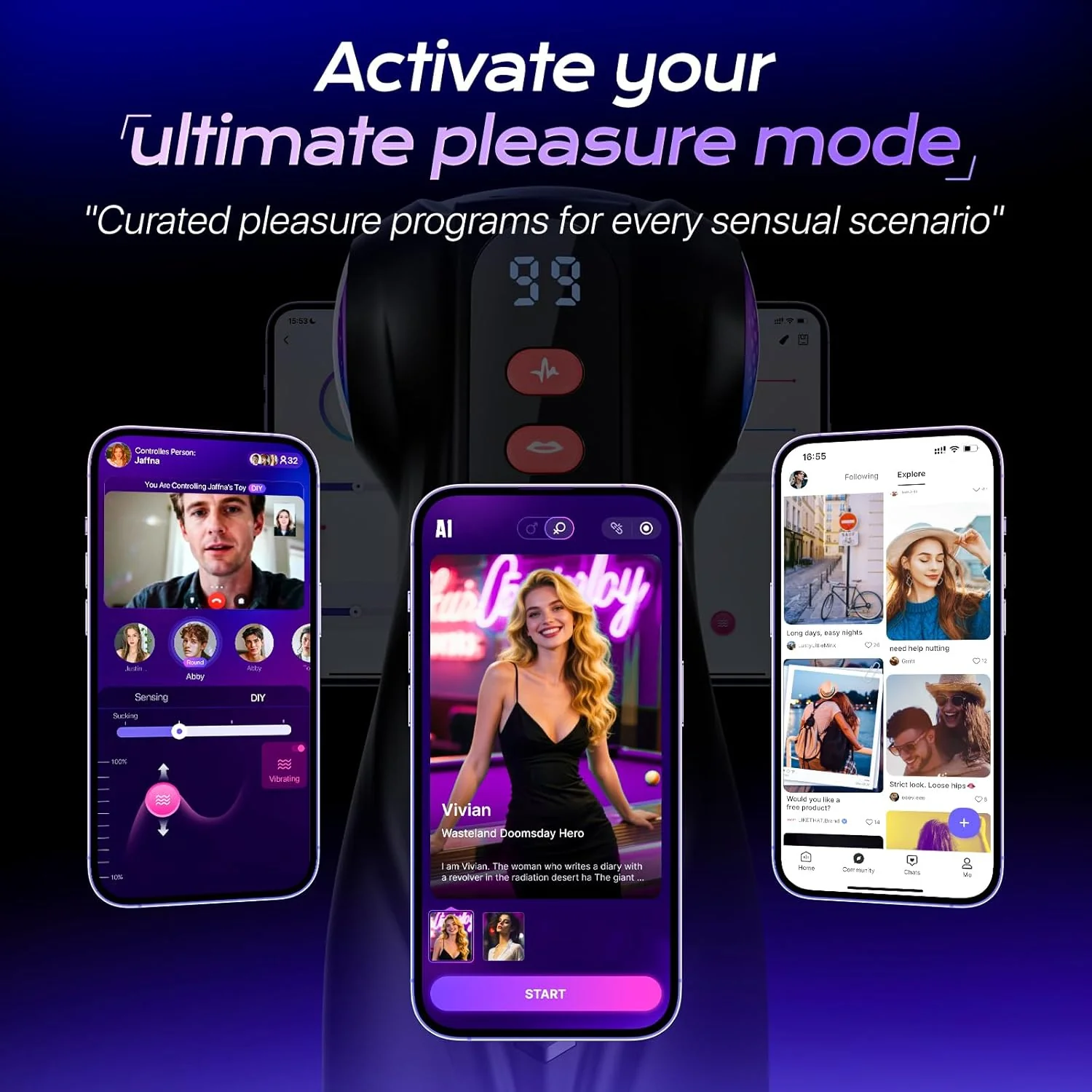 LumiSync AI Sync Pocket Pussy 3 Sleeves App Control Stroker - Image 6