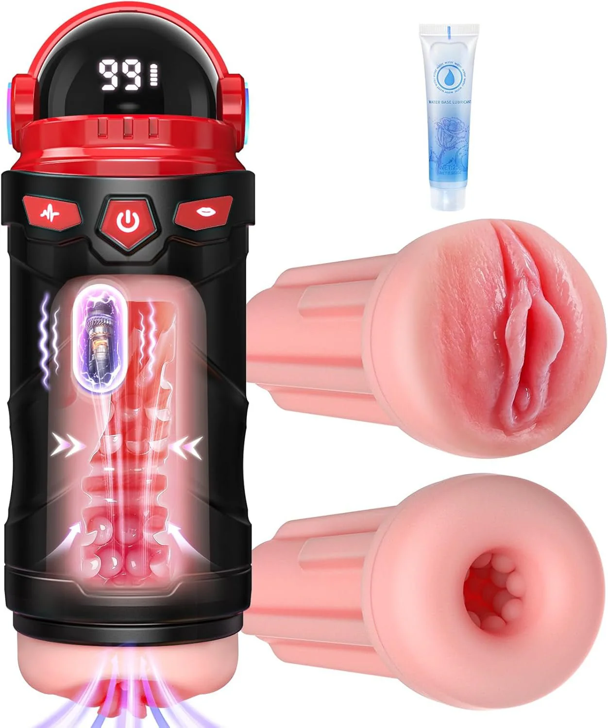 PulseForge Vibrating Penis Pump Stroker with 2 Sleeves