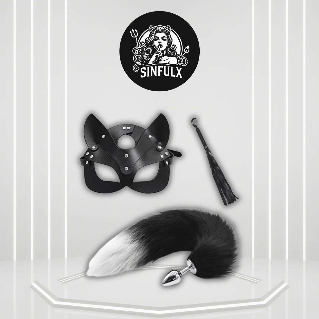 NightFeral Tail Anal Plug Mask Whip BDSM Cosplay Set
