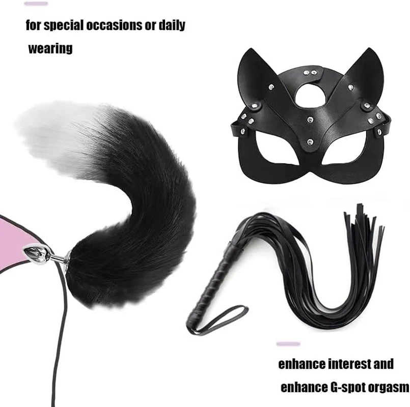 NightFeral Tail Anal Plug Mask Whip BDSM Cosplay Set - Image 4