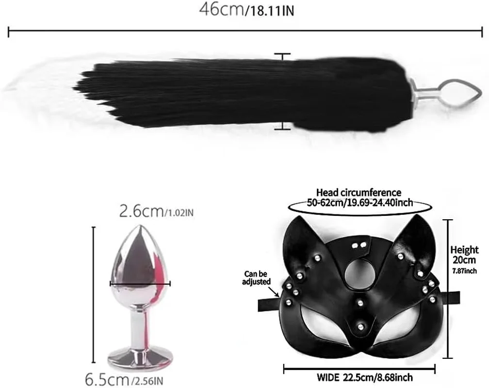NightFeral Tail Anal Plug Mask Whip BDSM Cosplay Set - Image 6