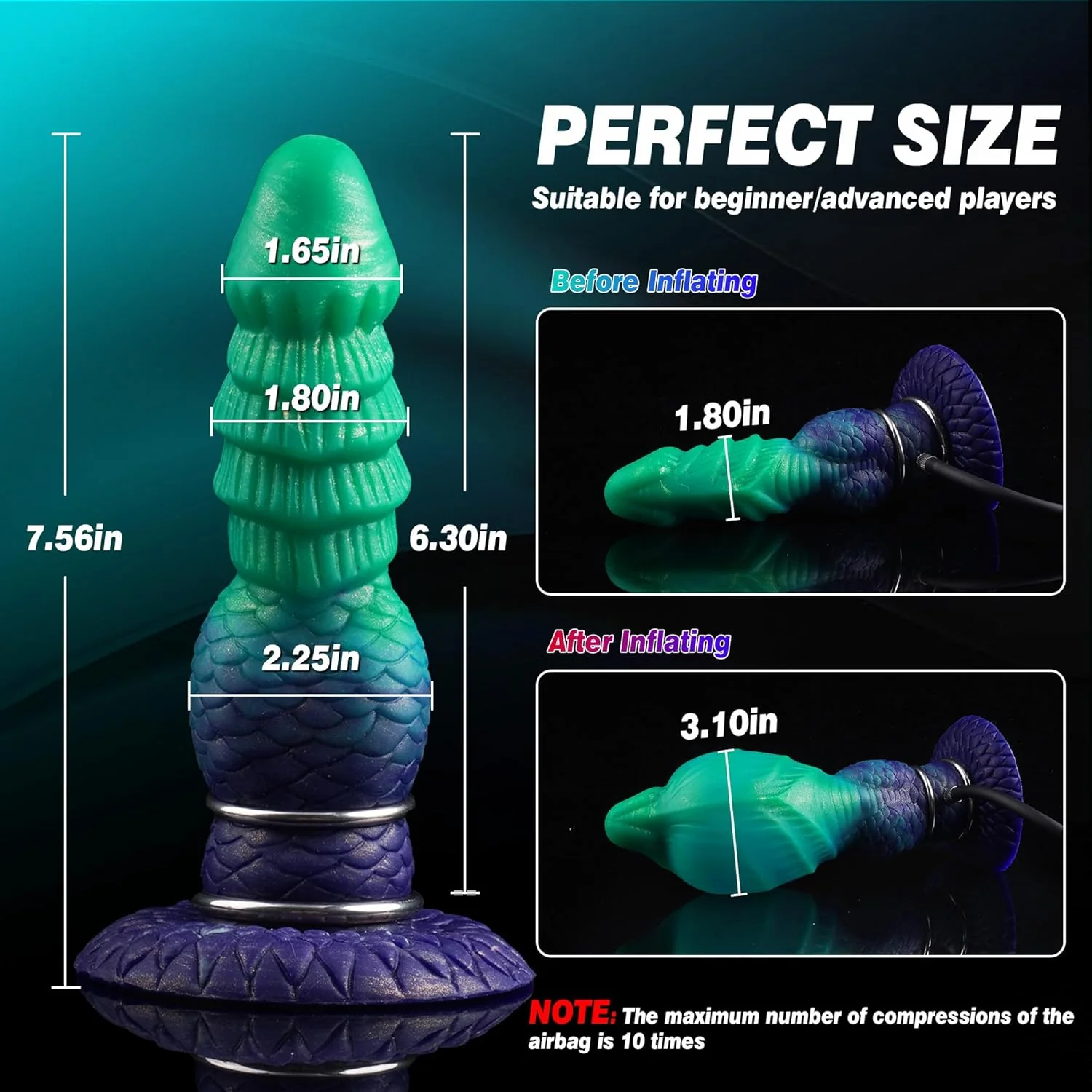 InflataKnot Inflatable Fantasy Dildo Adjustable Thick Suction - Image 3