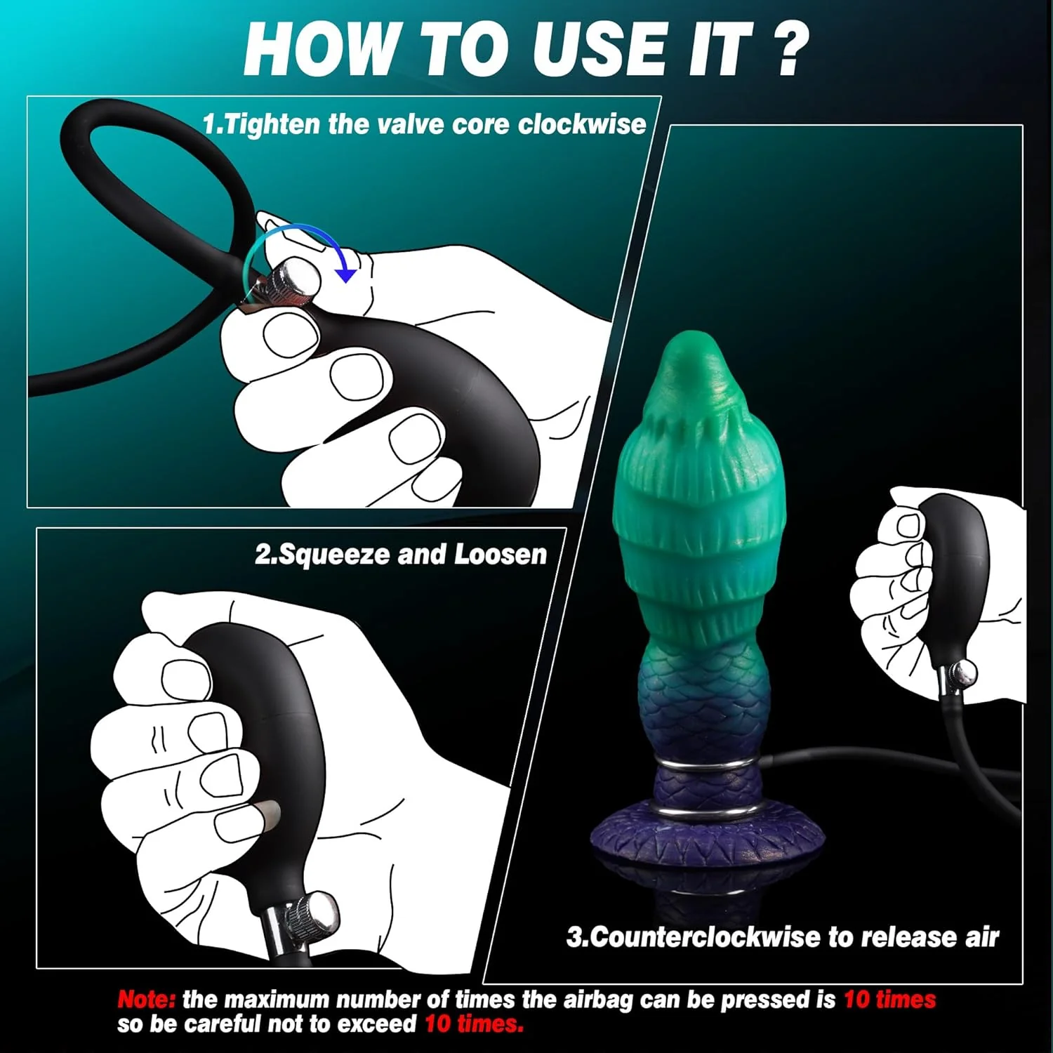 InflataKnot Inflatable Fantasy Dildo Adjustable Thick Suction - Image 5