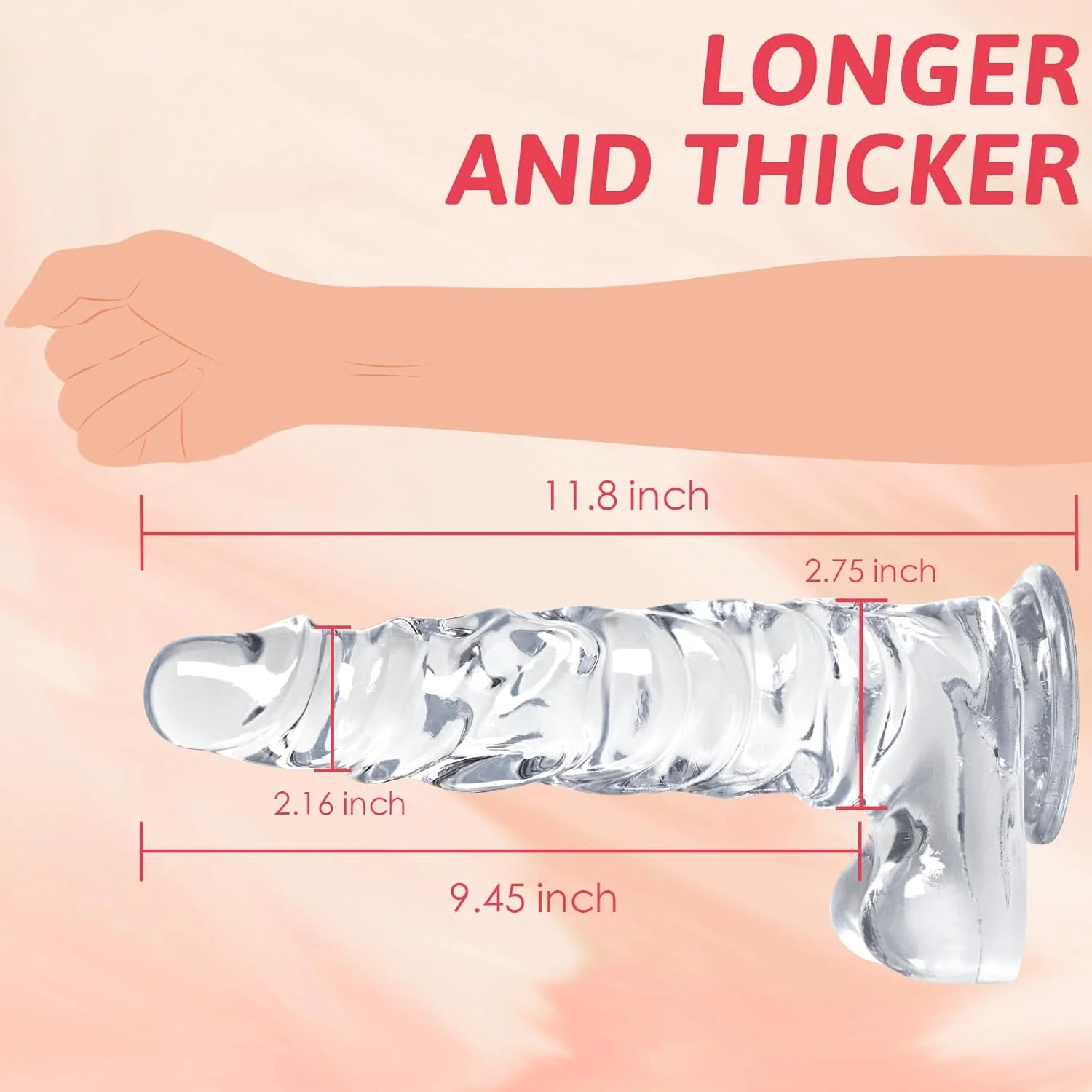 MoonRipple 11.8" Advanced Clear Dildo - Image 2