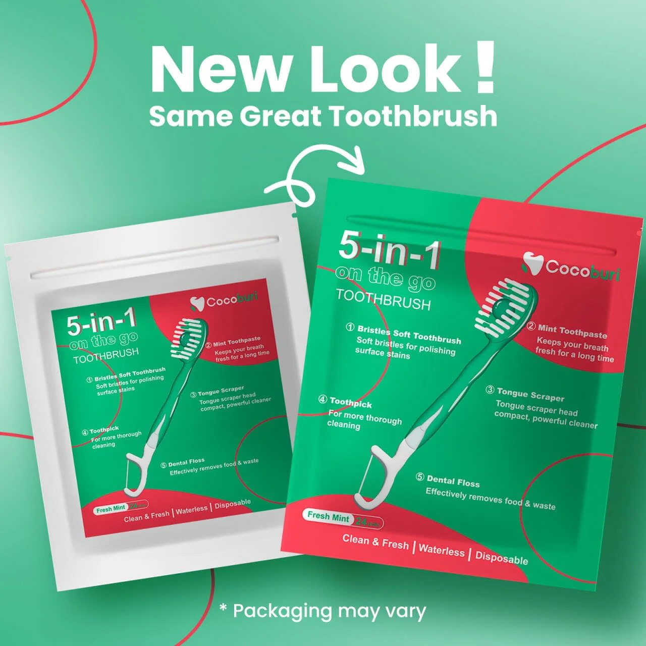 Morning After 5-in-1 Disposable Travel Toothbrush with Toothpaste, Floss & Tongue Scraper - Image 3