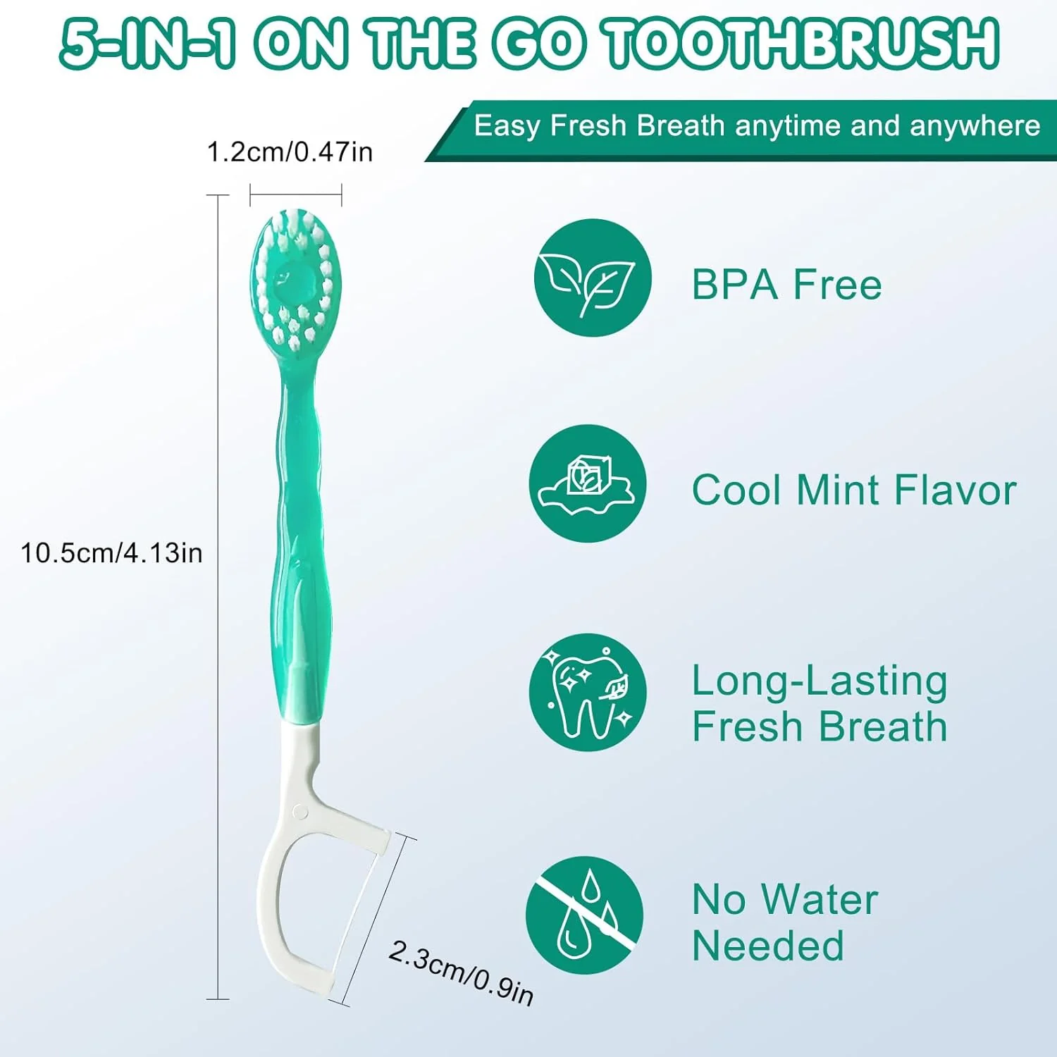 Morning After 5-in-1 Disposable Travel Toothbrush with Toothpaste, Floss & Tongue Scraper - Image 4