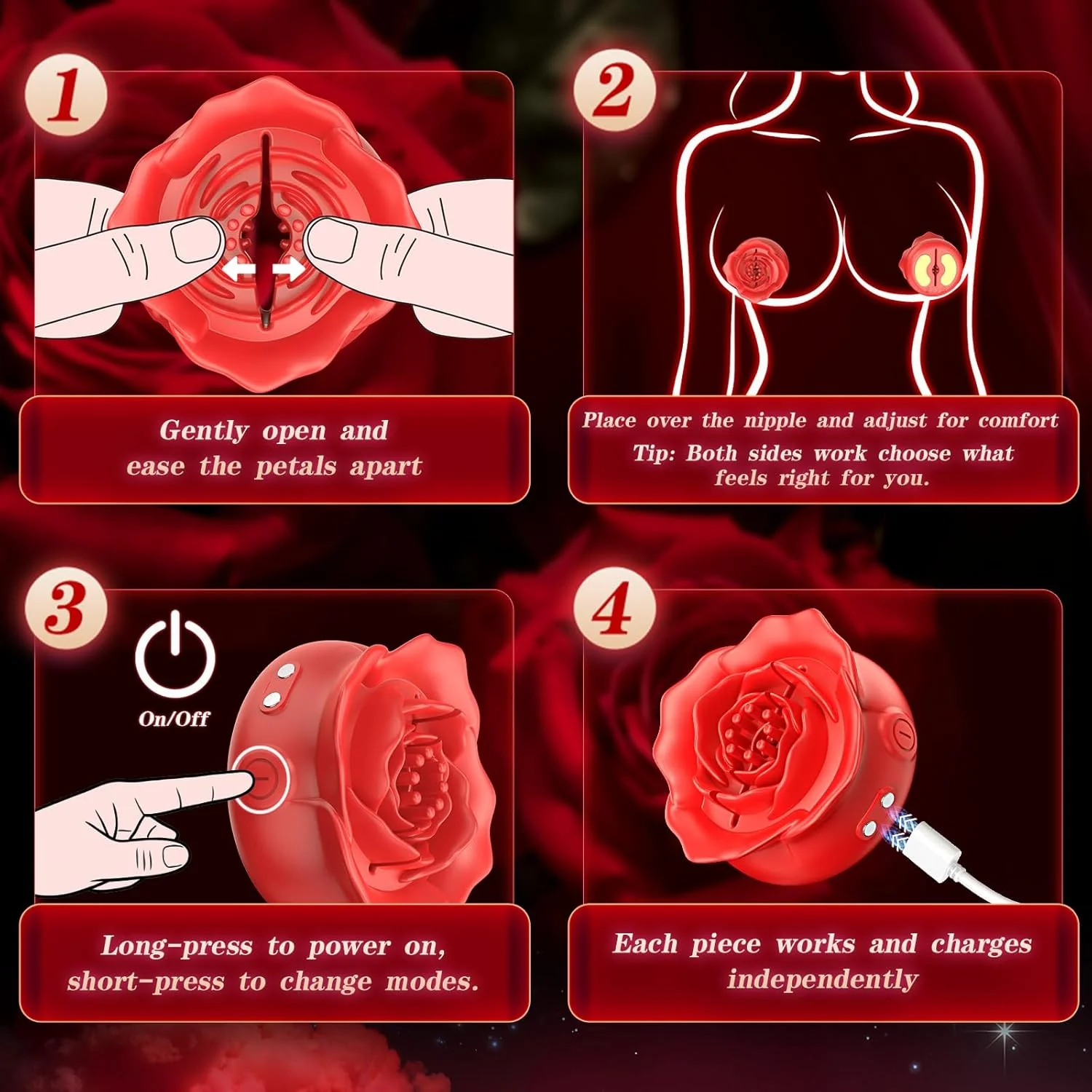 PetalSyncX App-Control Nipple Vibrator – 9 Modes, Soft Fit - Image 7