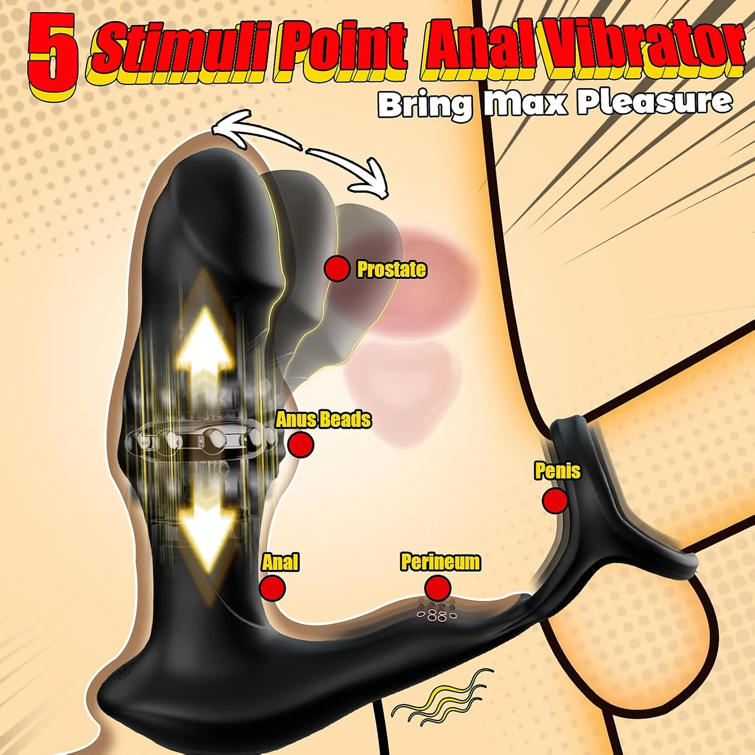 TriCoreX App Prostate Massager Cock Ring 9 Modes Waterproof - Image 3